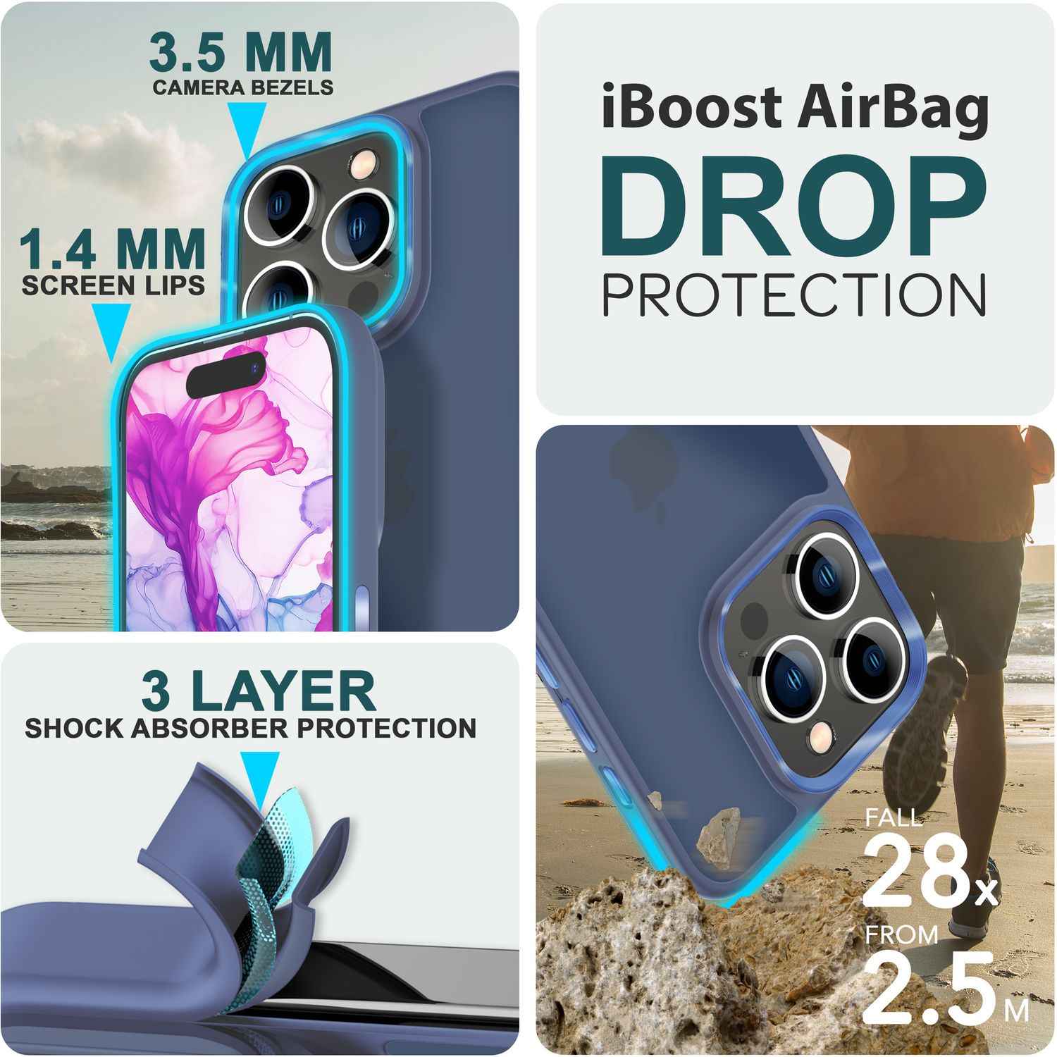Hybrid Hülle für iPhone 15 Pro Frosted Case Schutz Rand Handy Tasche Handyhülle