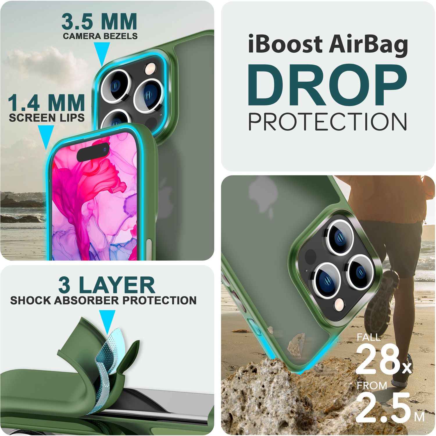 Hybrid Hülle für iPhone 15 Pro Frosted Case Schutz Rand Handy Tasche Handyhülle