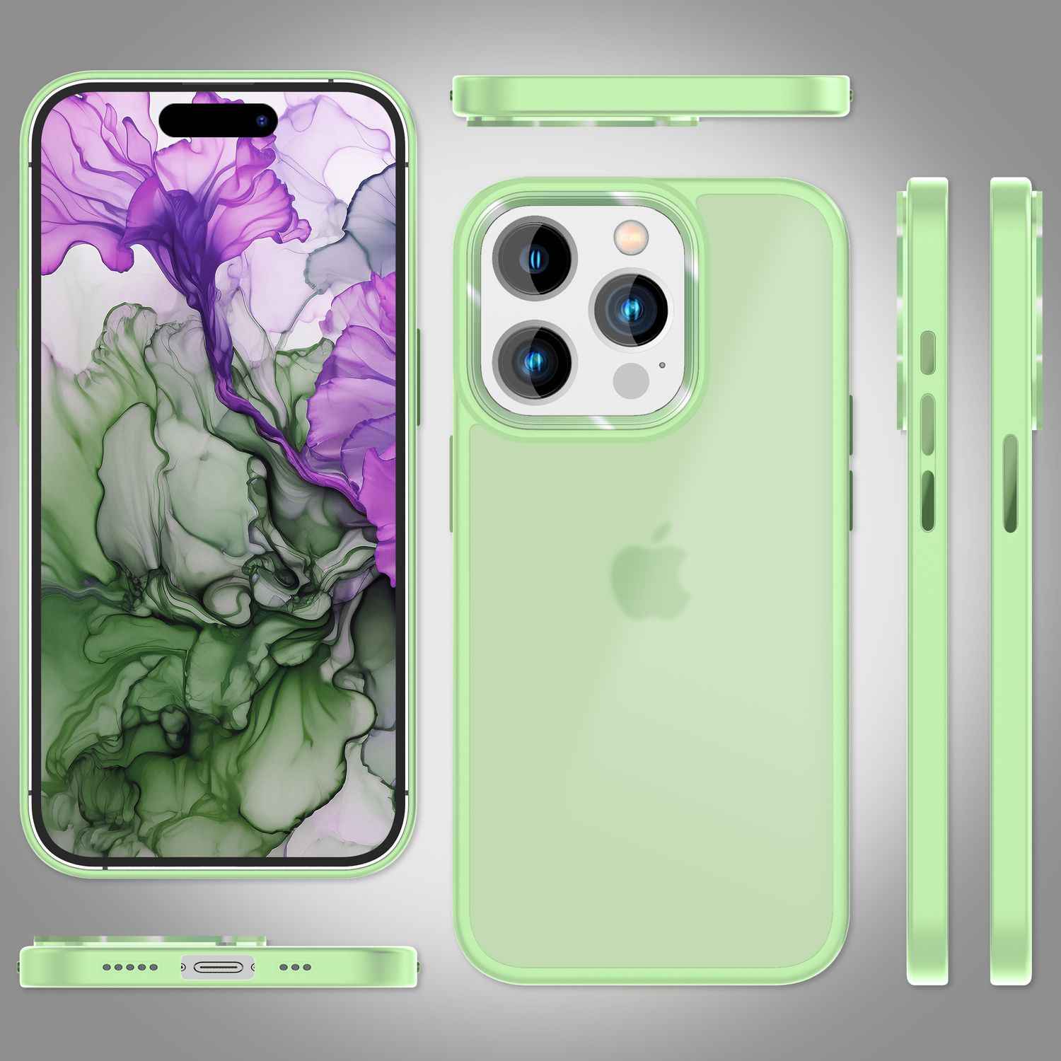 Hybrid Hülle für iPhone 15 Pro Frosted Case Schutz Rand Handy Tasche Handyhülle