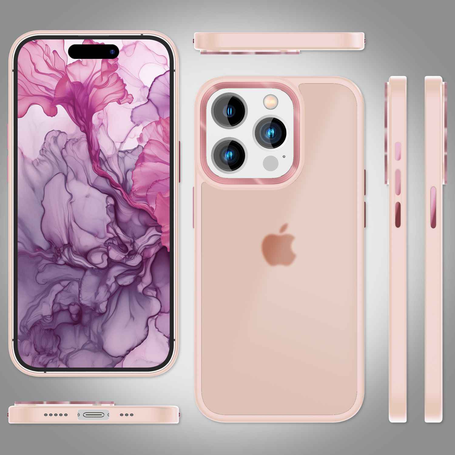 Hybrid Hülle für iPhone 15 Pro Frosted Case Schutz Rand Handy Tasche Handyhülle