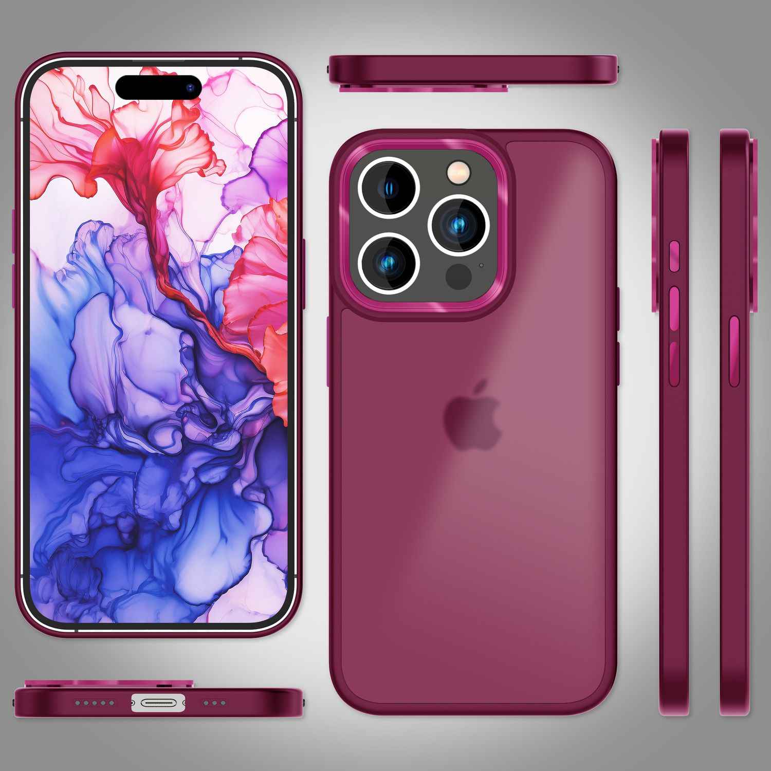 Hybrid Hülle für iPhone 15 Pro Frosted Case Schutz Rand Handy Tasche Handyhülle