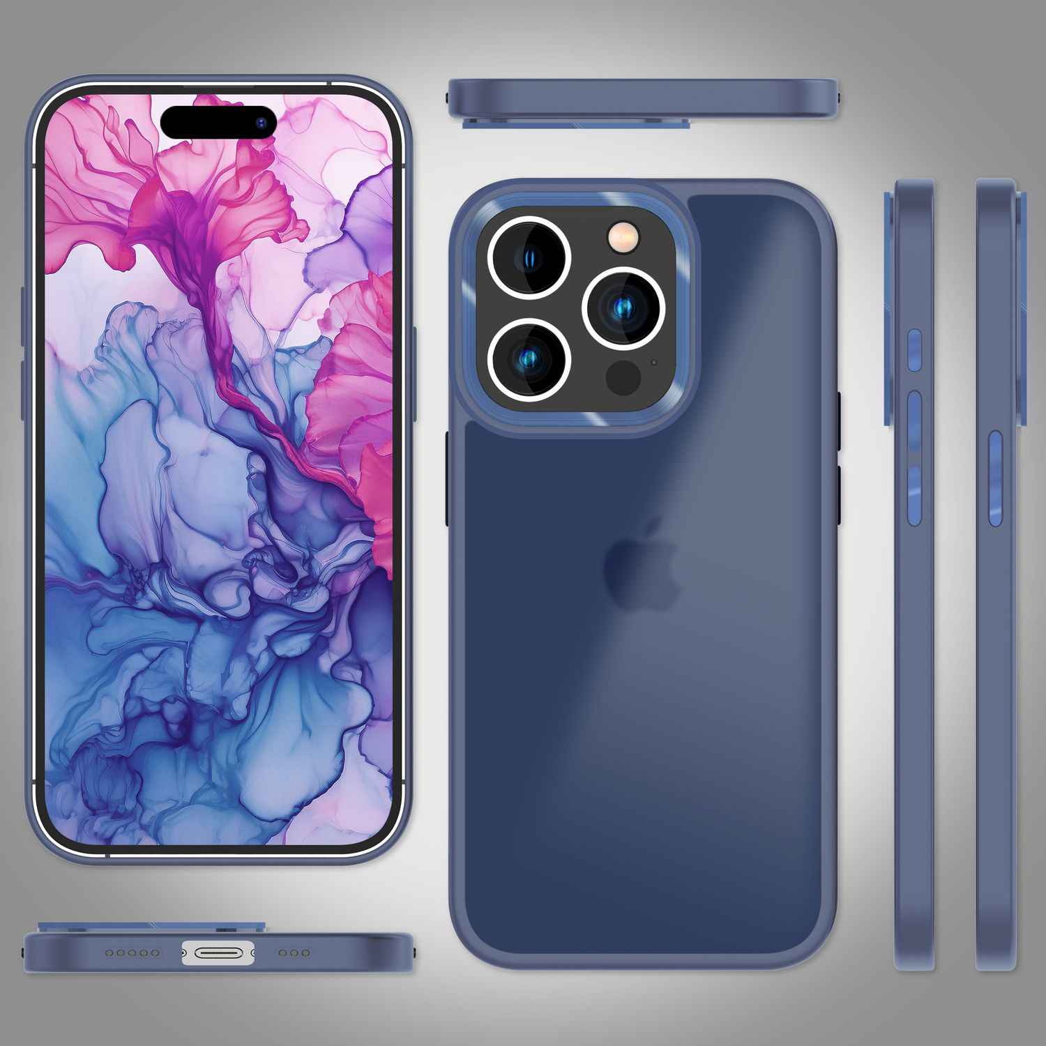 Hybrid Hülle für iPhone 15 Pro Frosted Case Schutz Rand Handy Tasche Handyhülle