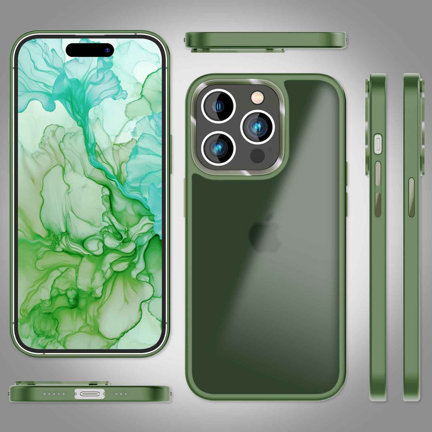 Hybrid Hülle für iPhone 15 Pro Frosted Case Schutz Rand Handy Tasche Handyhülle