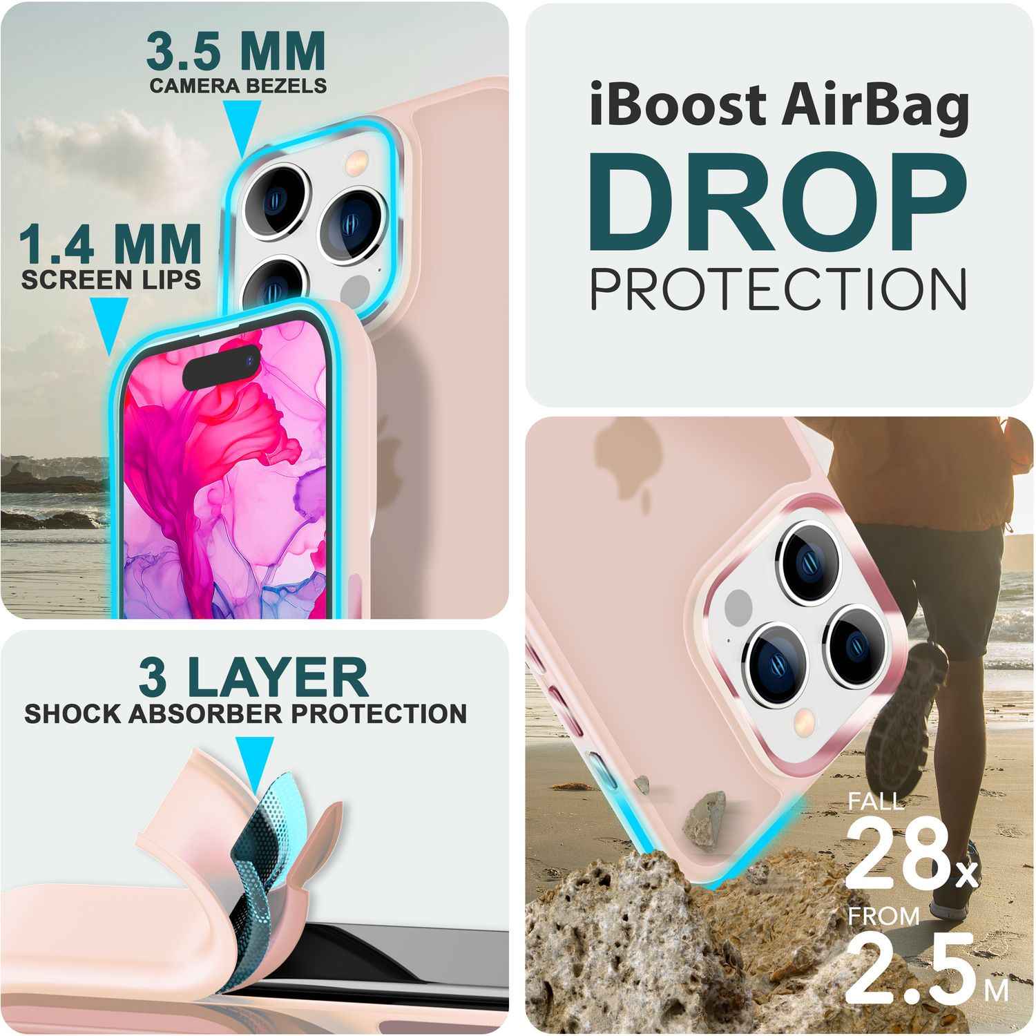 Hybrid Hülle für iPhone 15 Pro Max Frosted Case Schutz Rand Magnet Handyhülle