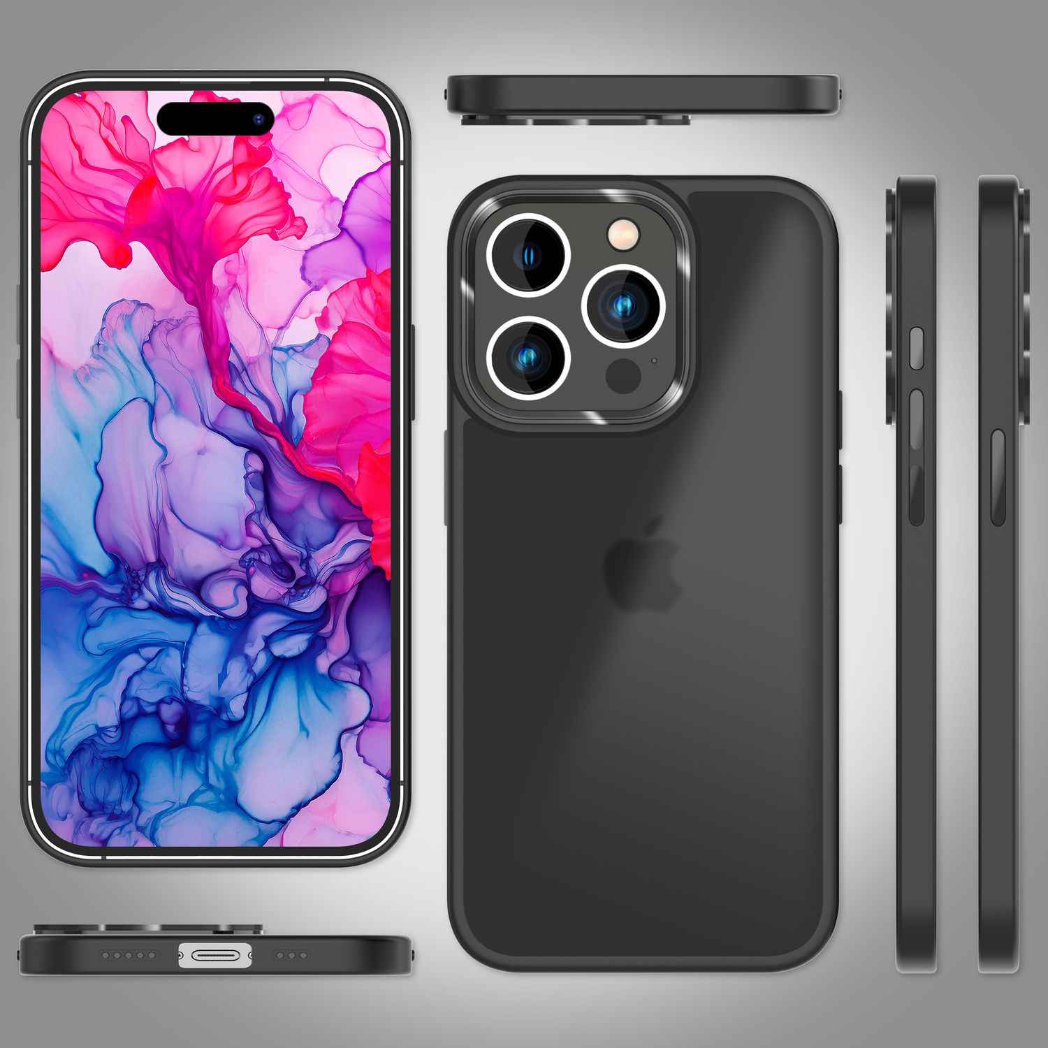 Hybrid Hülle für iPhone 15 Pro Max Frosted Case Schutz Rand Magnet Handyhülle