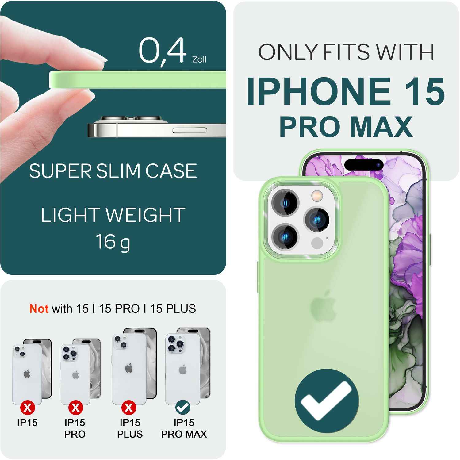 Hybrid Hülle für iPhone 15 Pro Max Frosted Case Schutz Rand Magnet Handyhülle