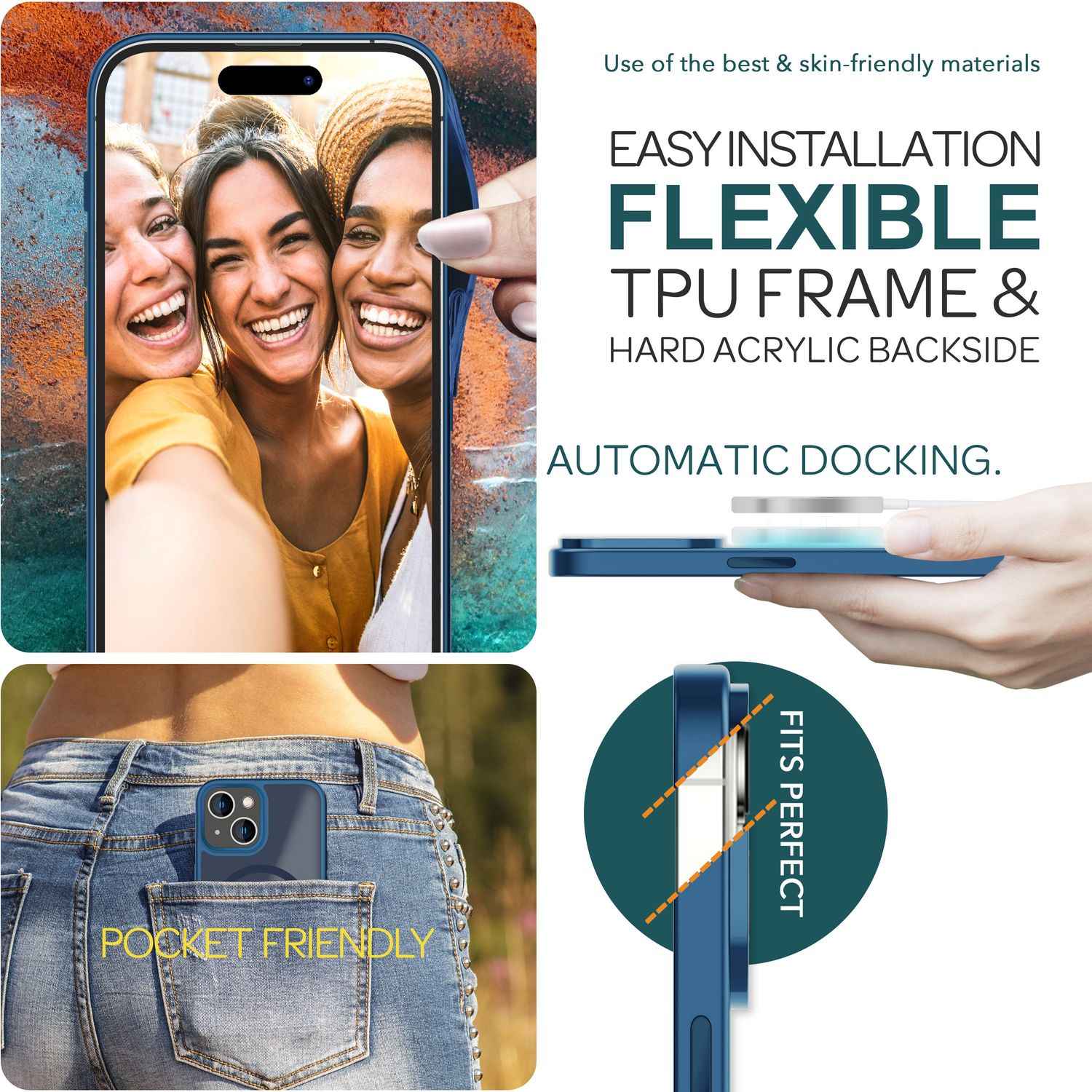 MagSafe Hülle Hybrid für iPhone 15 Plus Frosted Hard Case Schutz Rand Handyhülle