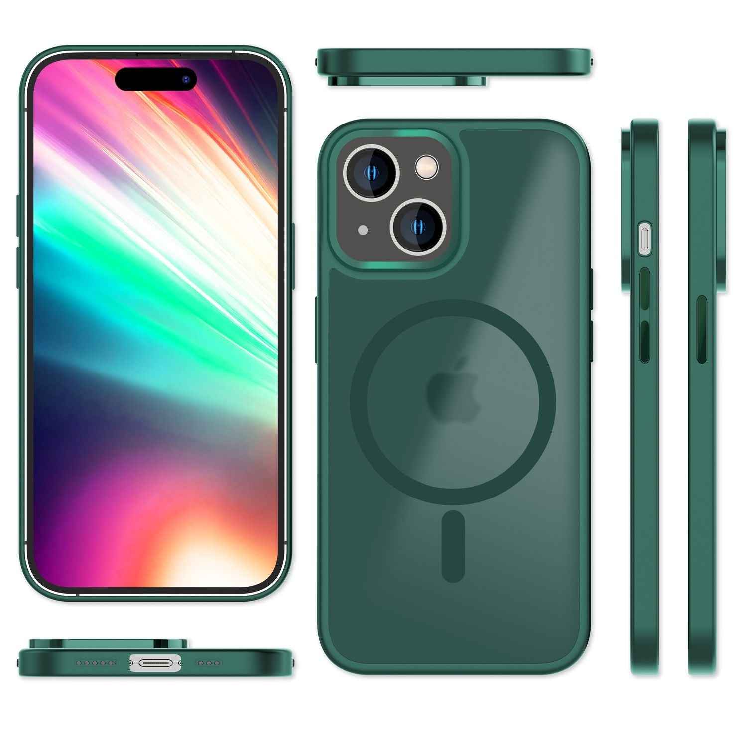 MagSafe Hülle Hybrid für iPhone 15 Plus Frosted Hard Case Schutz Rand Handyhülle