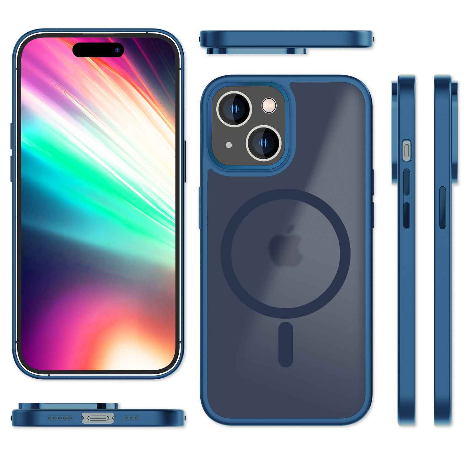 MagSafe Hülle Hybrid für iPhone 15 Plus Frosted Hard Case Schutz Rand Handyhülle