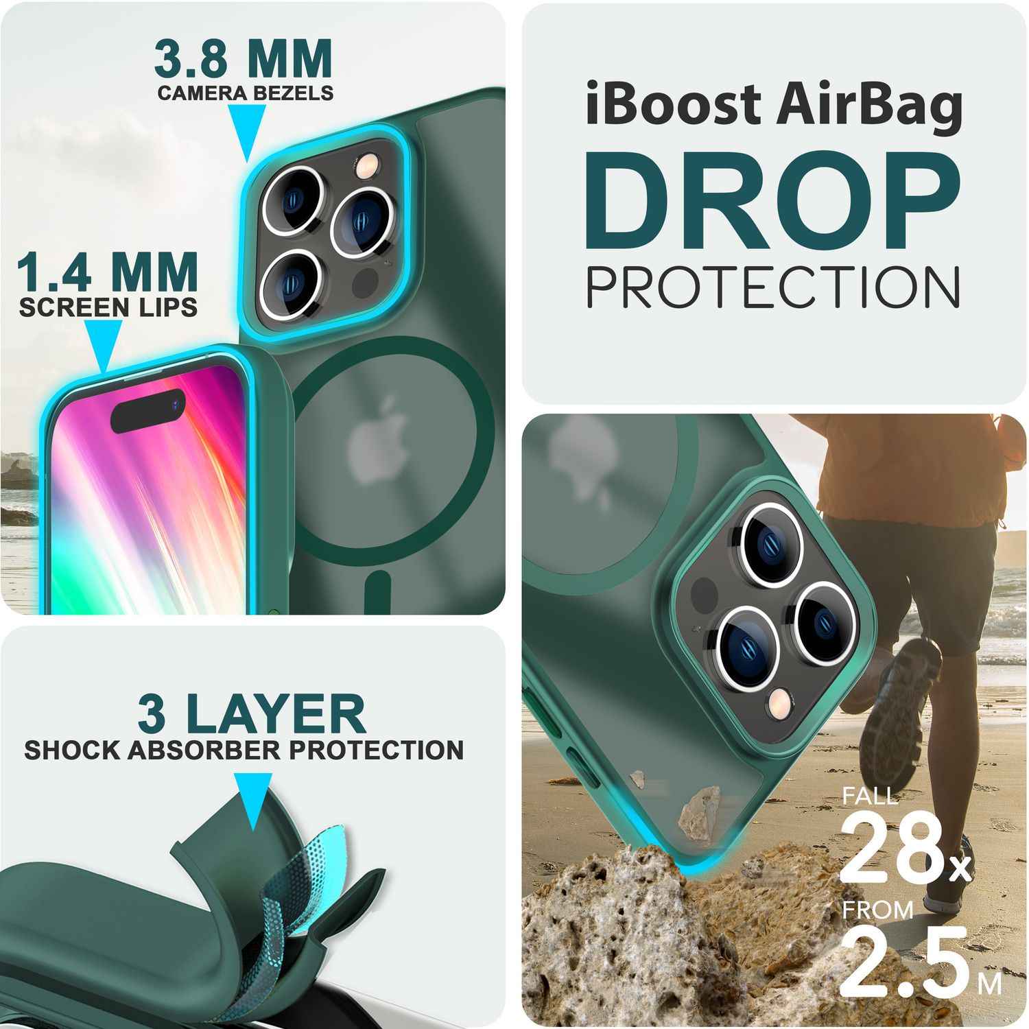 MagSafe Hülle Hybrid für iPhone 15 Pro Frosted Hard Case Handyhülle Schutz Rand