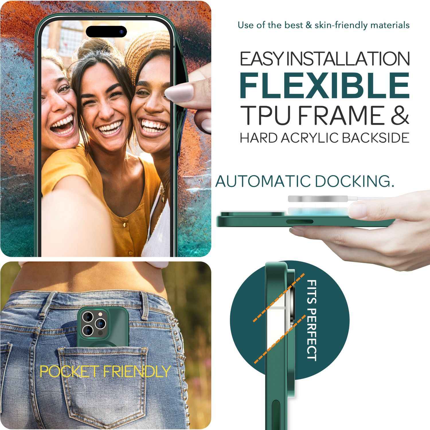 MagSafe Hülle Hybrid für iPhone 15 Pro Frosted Hard Case Handyhülle Schutz Rand
