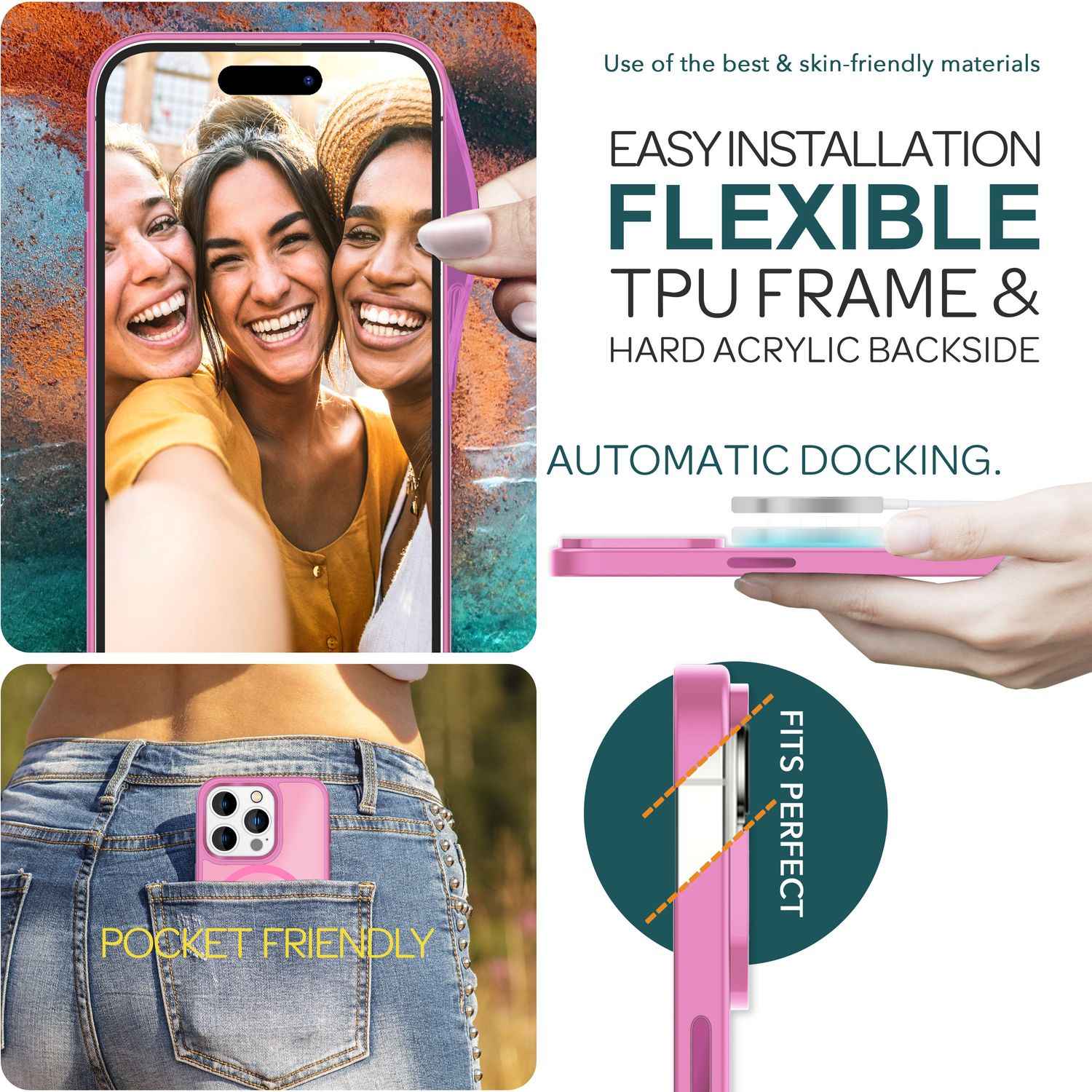 MagSafe Hülle Hybrid für iPhone 15 Pro Frosted Hard Case Handyhülle Schutz Rand