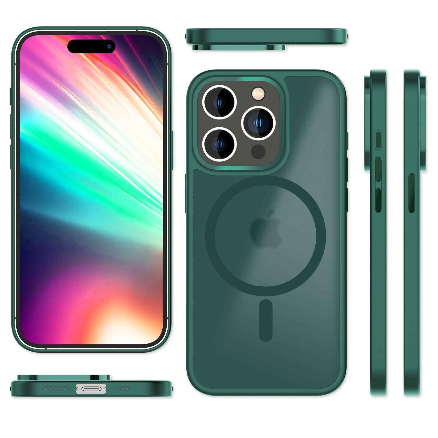 MagSafe Hülle Hybrid für iPhone 15 Pro Frosted Hard Case Handyhülle Schutz Rand