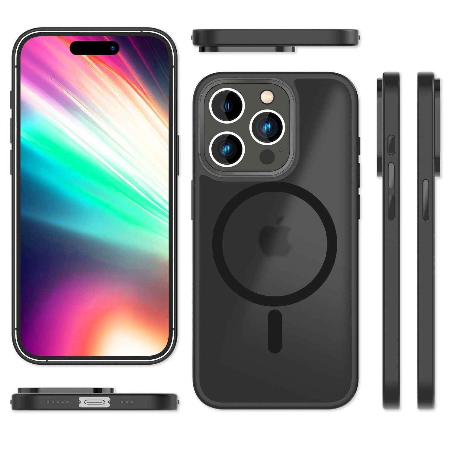 MagSafe Hülle Hybrid für iPhone 15 Pro Frosted Hard Case Handyhülle Schutz Rand