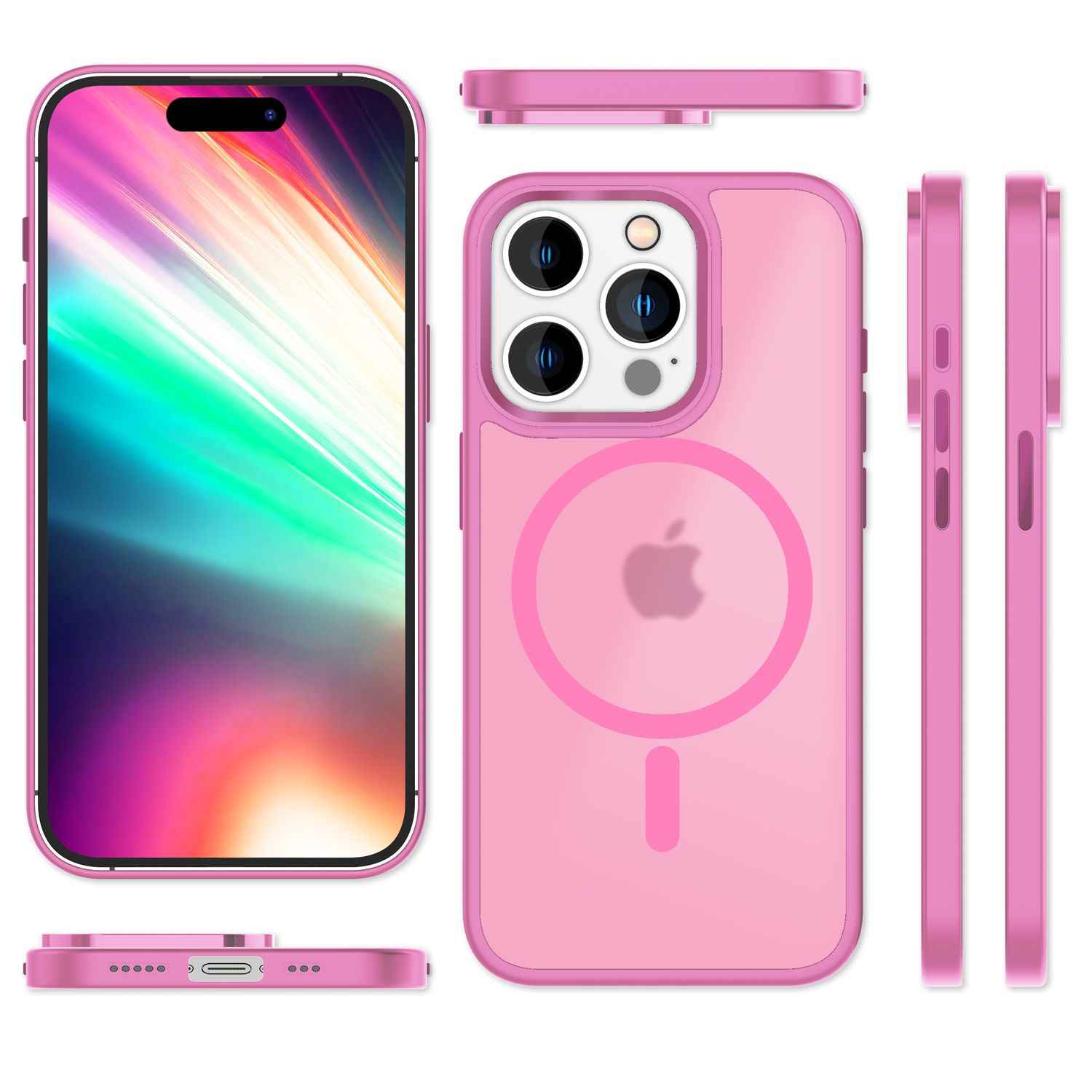 MagSafe Hülle Hybrid für iPhone 15 Pro Frosted Hard Case Handyhülle Schutz Rand