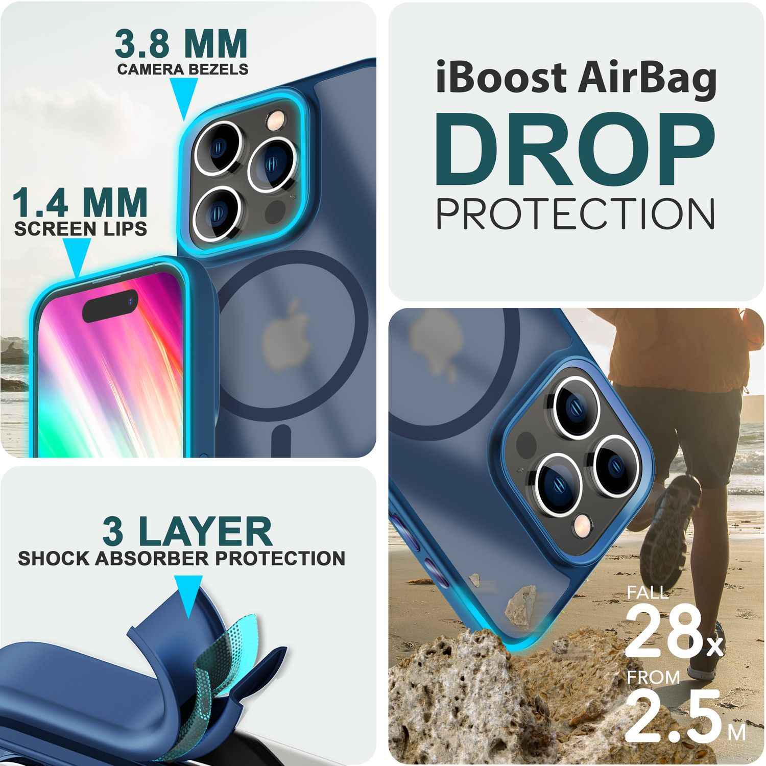 MagSafe Hülle Hybrid für iPhone 15 Pro Max Frosted Hard Case Schutz Handyhülle