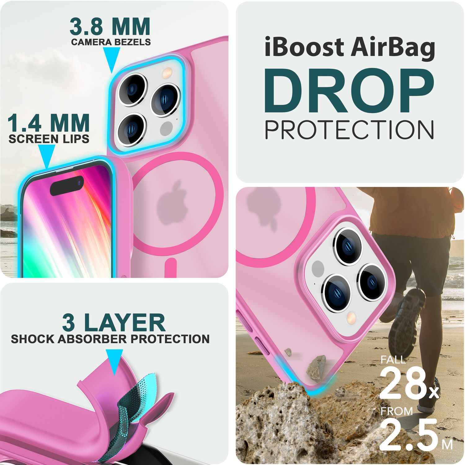 MagSafe Hülle Hybrid für iPhone 15 Pro Max Frosted Hard Case Schutz Handyhülle