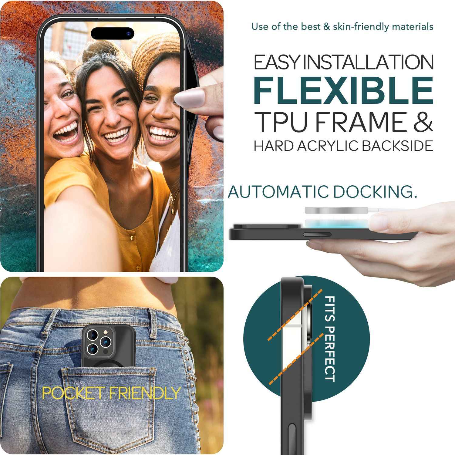 MagSafe Hülle Hybrid für iPhone 15 Pro Max Frosted Hard Case Schutz Handyhülle