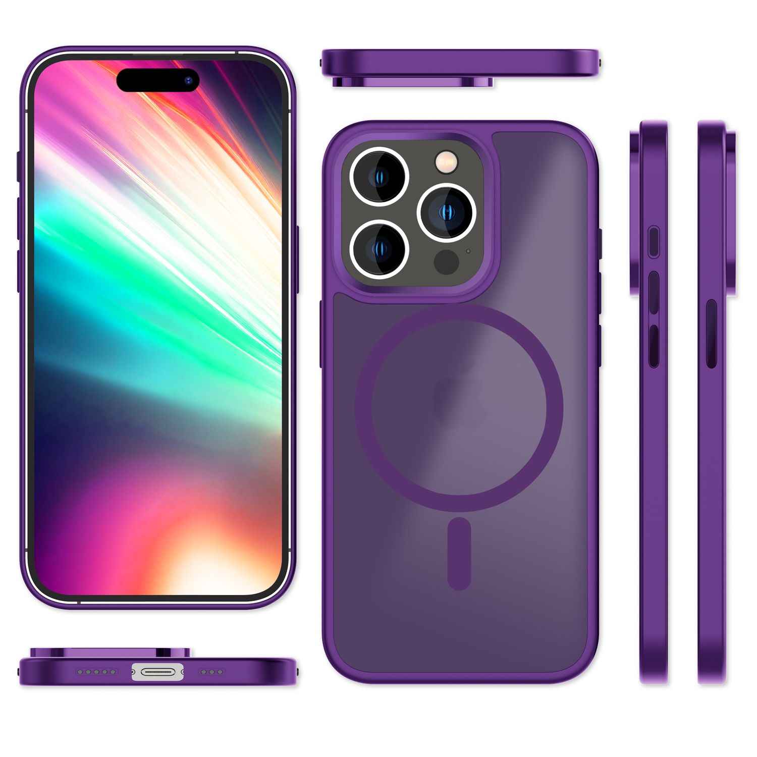 MagSafe Hülle Hybrid für iPhone 15 Pro Max Frosted Hard Case Schutz Handyhülle