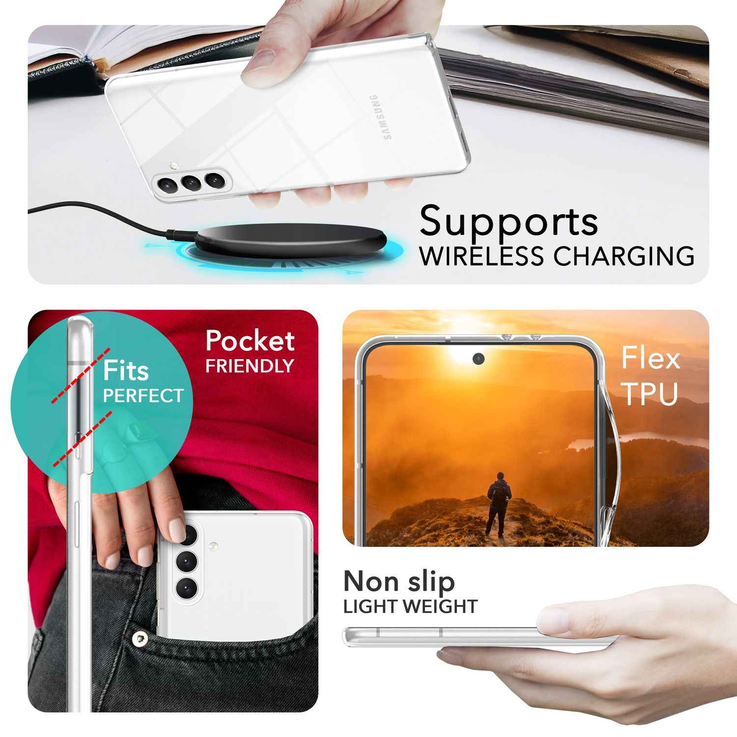 NALIA Klare Silikonhülle für Samsung Galaxy S24 Hülle, Transparentes Handycover für kristallklaren Look, Klarsichthülle