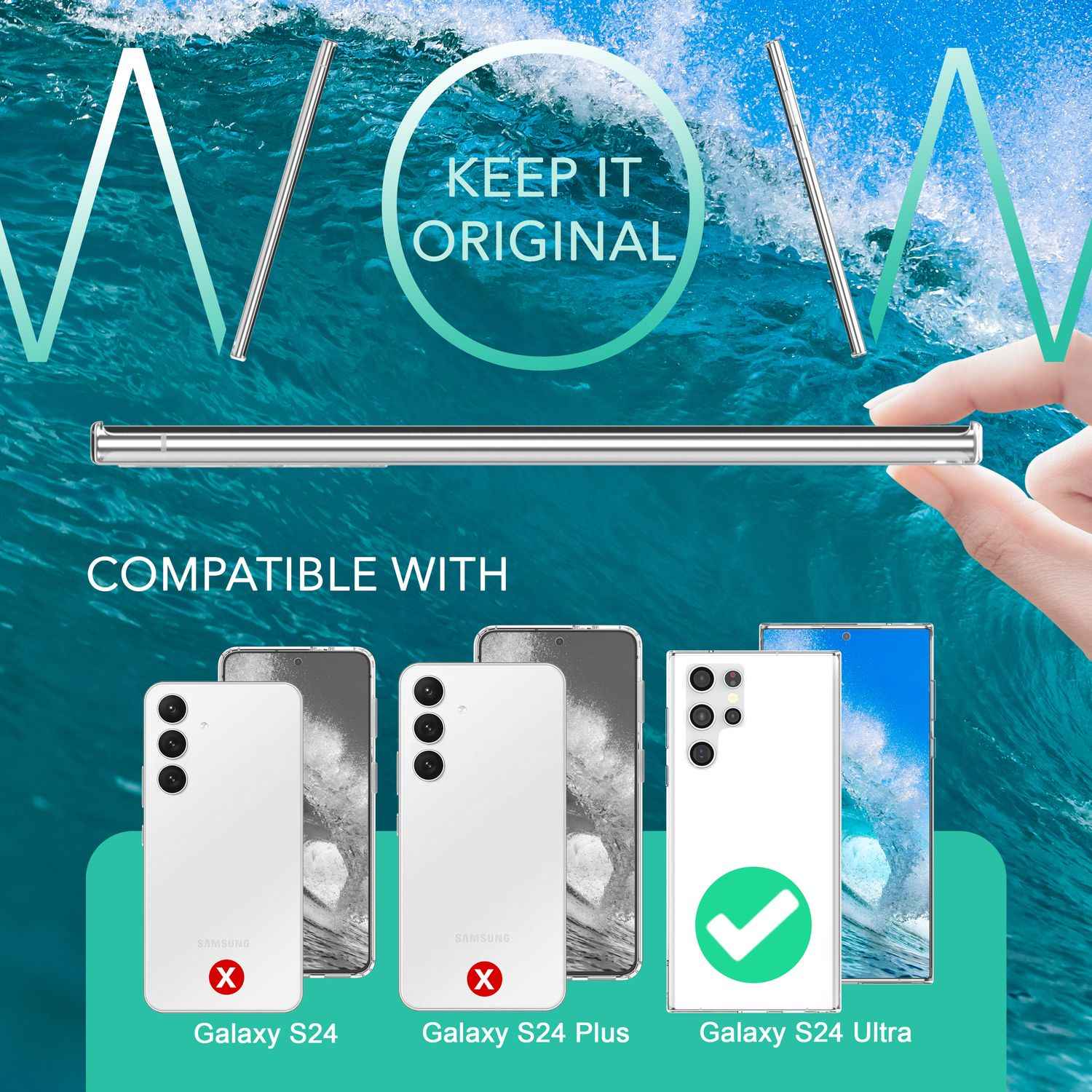 NALIA Stabile Klare Schutzhülle für Samsung Galaxy S24 Ultra Hülle, Transparent mit harter Rückseite & Silikon-Rahmen