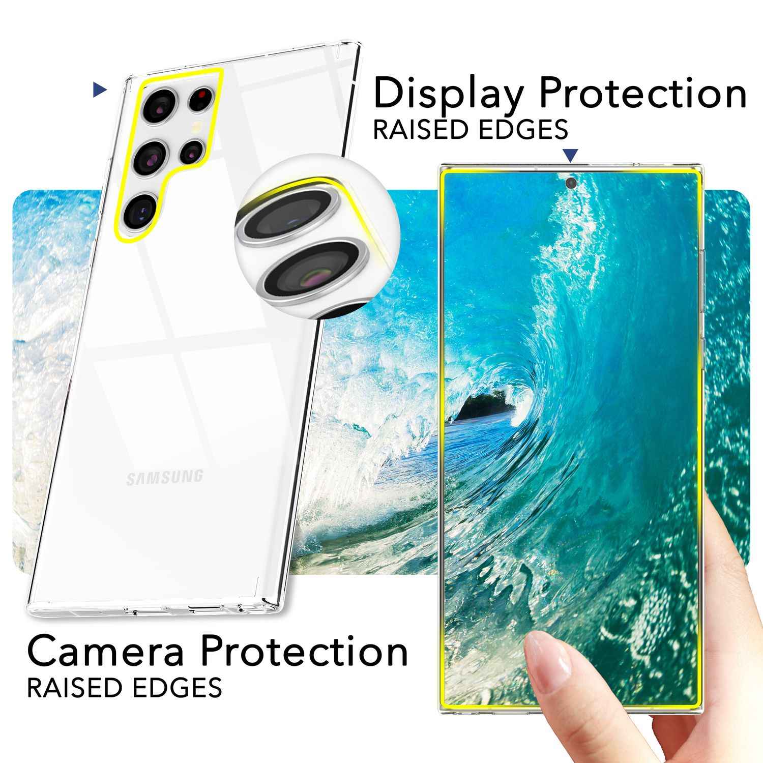 NALIA Stabile Klare Schutzhülle für Samsung Galaxy S24 Ultra Hülle, Transparent mit harter Rückseite & Silikon-Rahmen