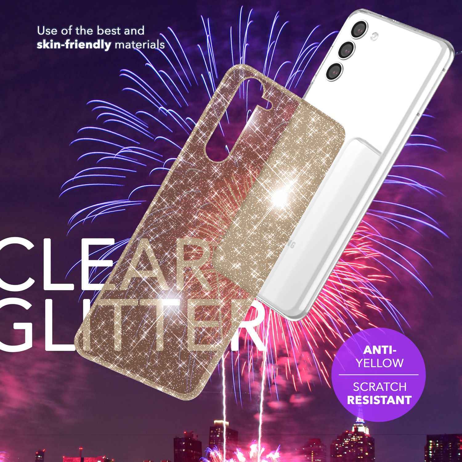 NALIA Glitzernde Schutzhülle für Samsung Galaxy S24 Hülle, Durchsichtige Silikon Handyhülle, Glitzerhülle