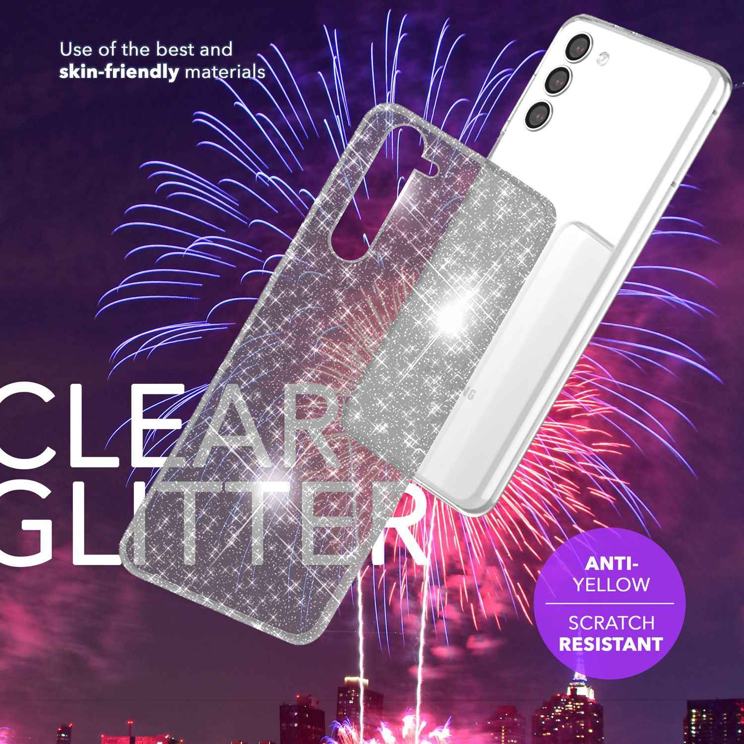 NALIA Glitzernde Schutzhülle für Samsung Galaxy S24 Hülle, Durchsichtige Silikon Handyhülle, Glitzerhülle
