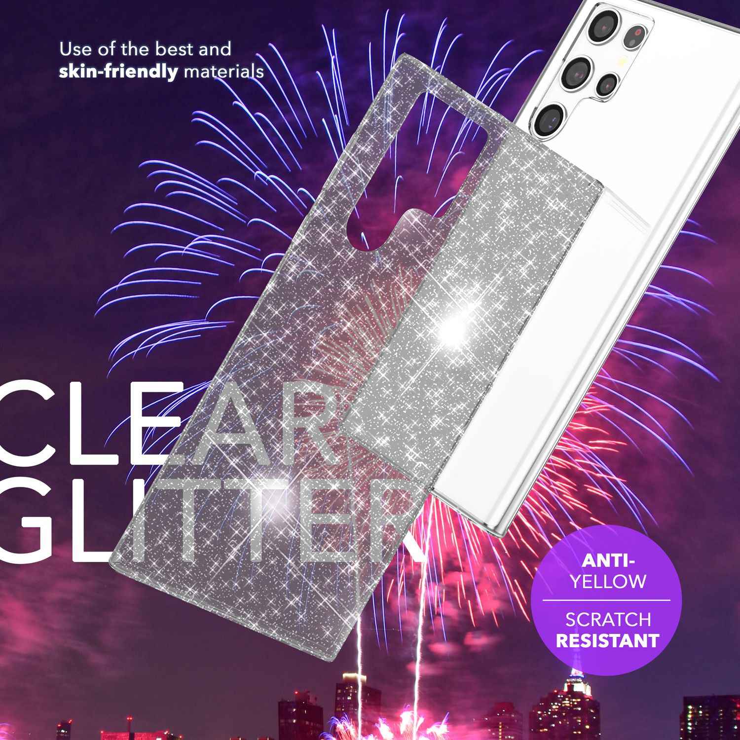 NALIA Glitzernde Schutzhülle für Samsung Galaxy S24 Ultra Hülle, Durchsichtige Silikon Handyhülle mit Diamant Pailletten