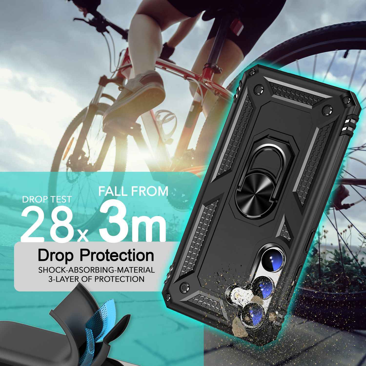 NALIA Military-Style Ringhülle für Samsung Galaxy S24 Hülle, Extrem Robust & Schock-Resistent, Outdoor Schutzhülle