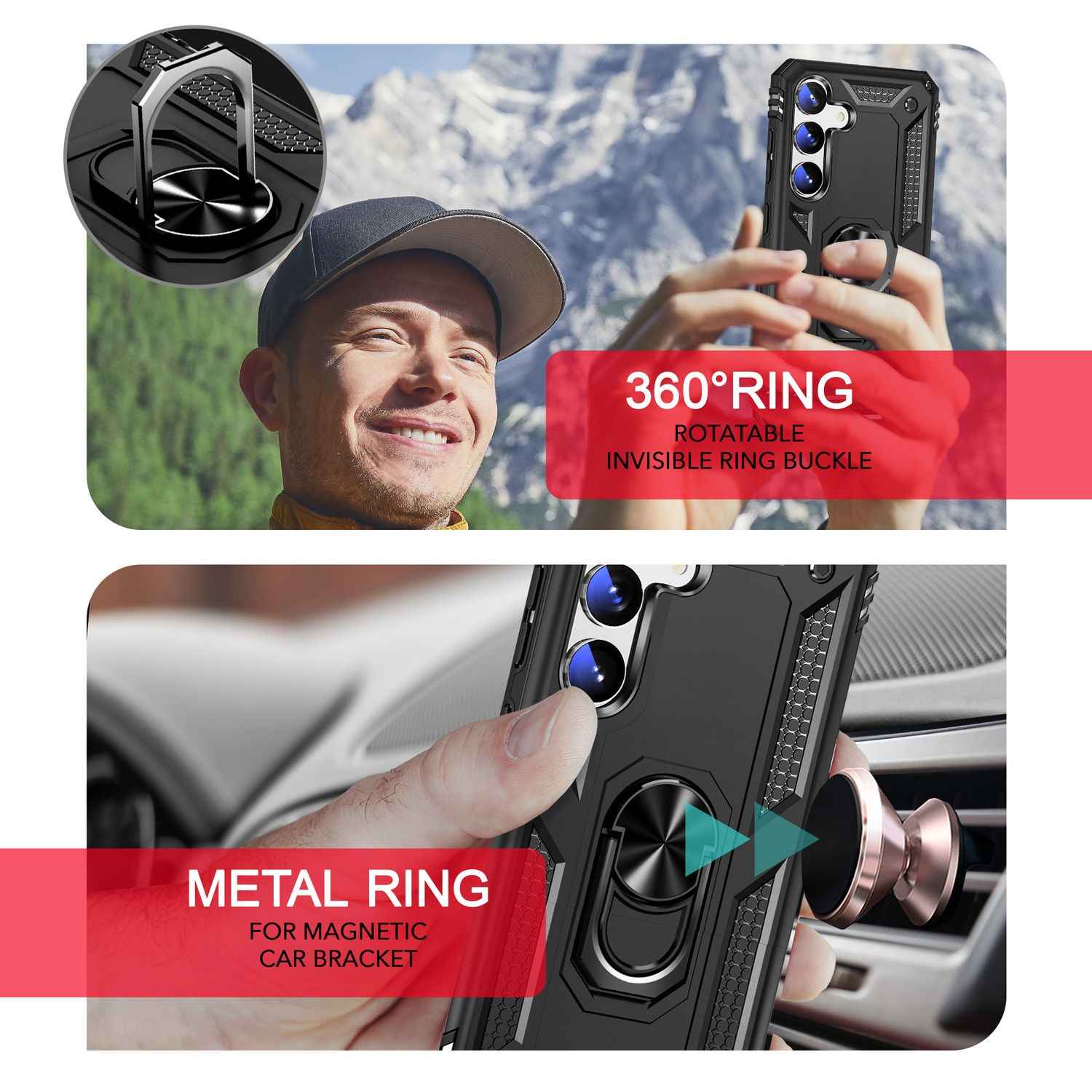 NALIA Military-Style Ringhülle für Samsung Galaxy S24 Hülle, Extrem Robust & Schock-Resistent, Outdoor Schutzhülle