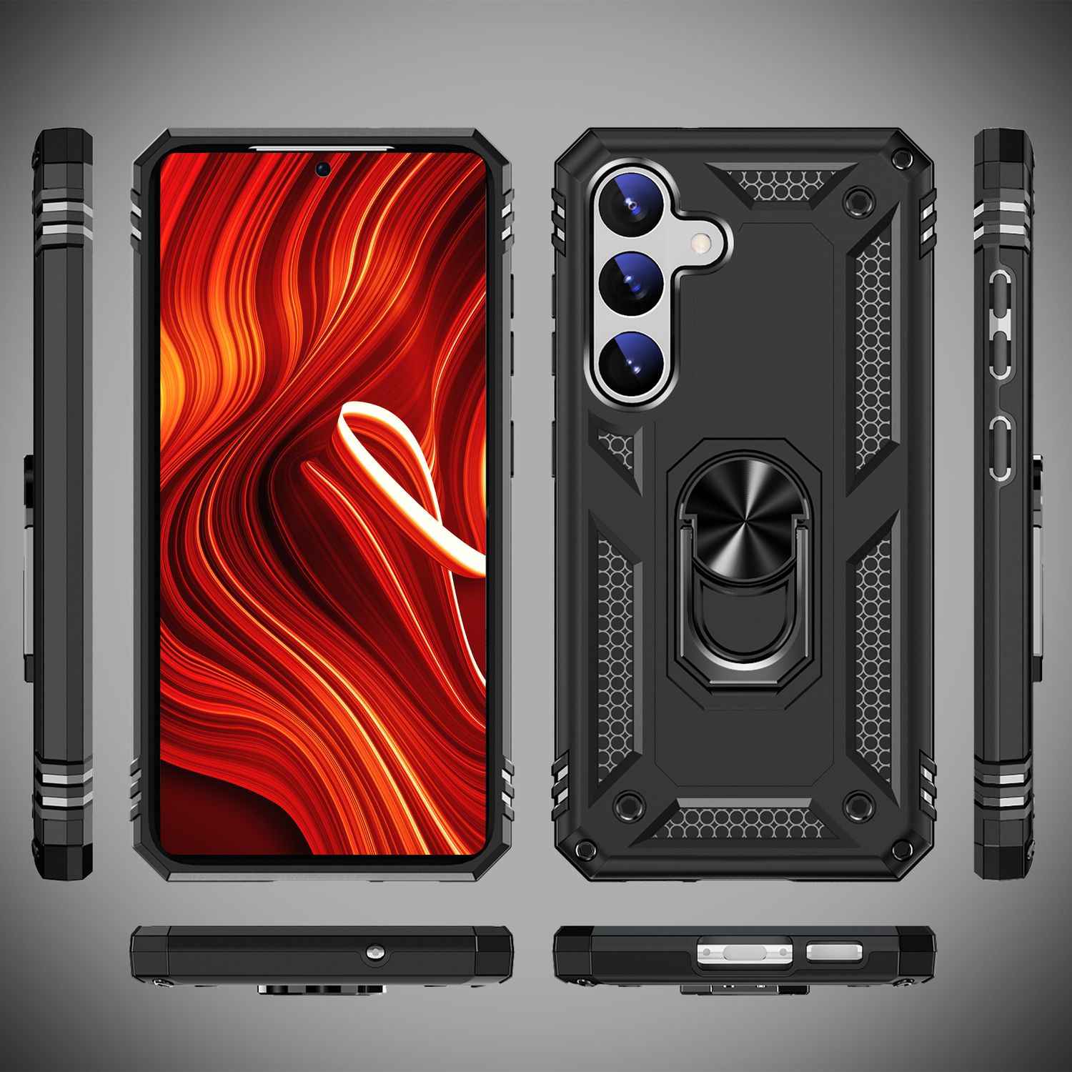 NALIA Military-Style Ringhülle für Samsung Galaxy S24 Hülle, Extrem Robust & Schock-Resistent, Outdoor Schutzhülle