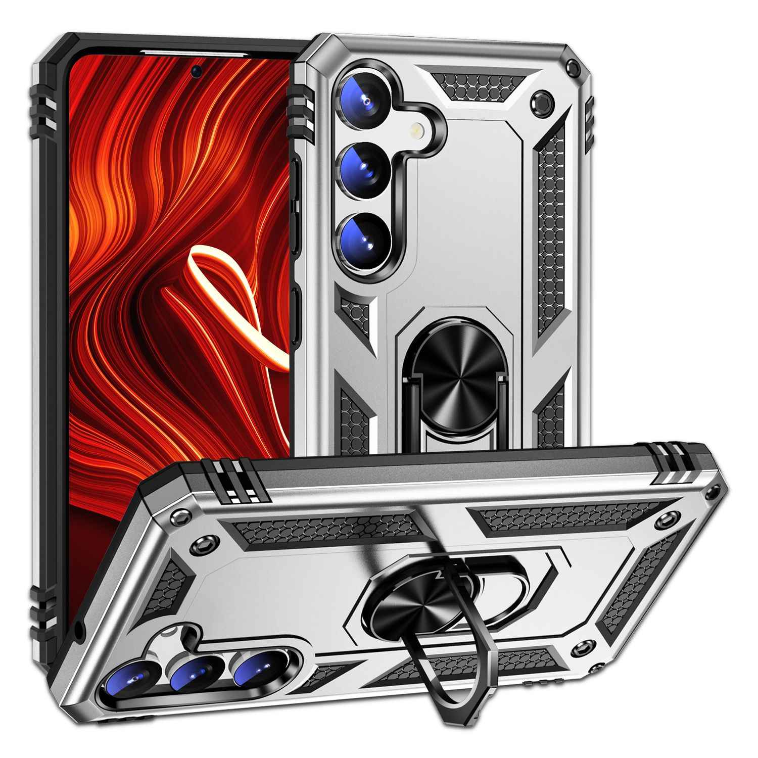 NALIA Military-Style Ringhülle für Samsung Galaxy S24 Hülle, Extrem Robust & Schock-Resistent, Outdoor Schutzhülle