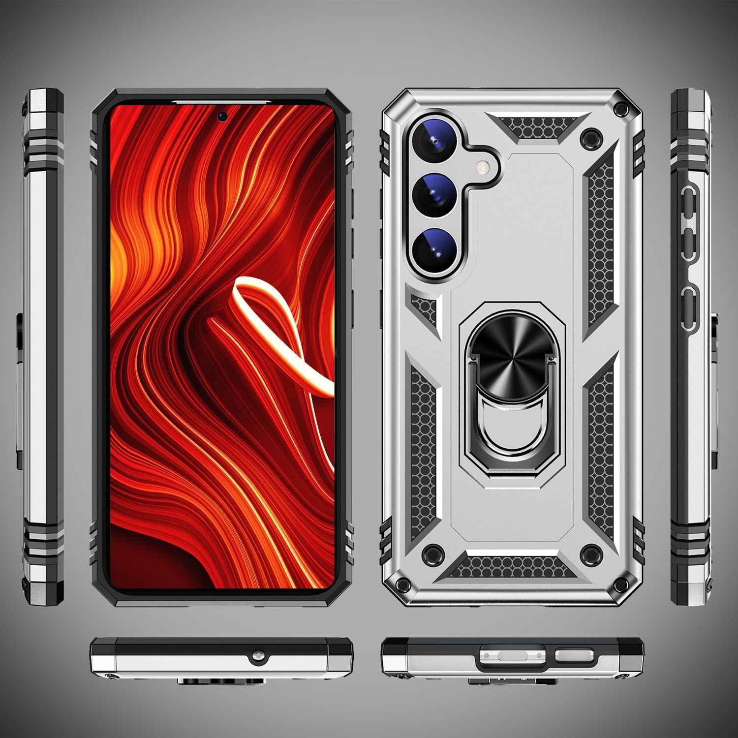NALIA Military-Style Ringhülle für Samsung Galaxy S24 Hülle, Extrem Robust & Schock-Resistent, Outdoor Schutzhülle