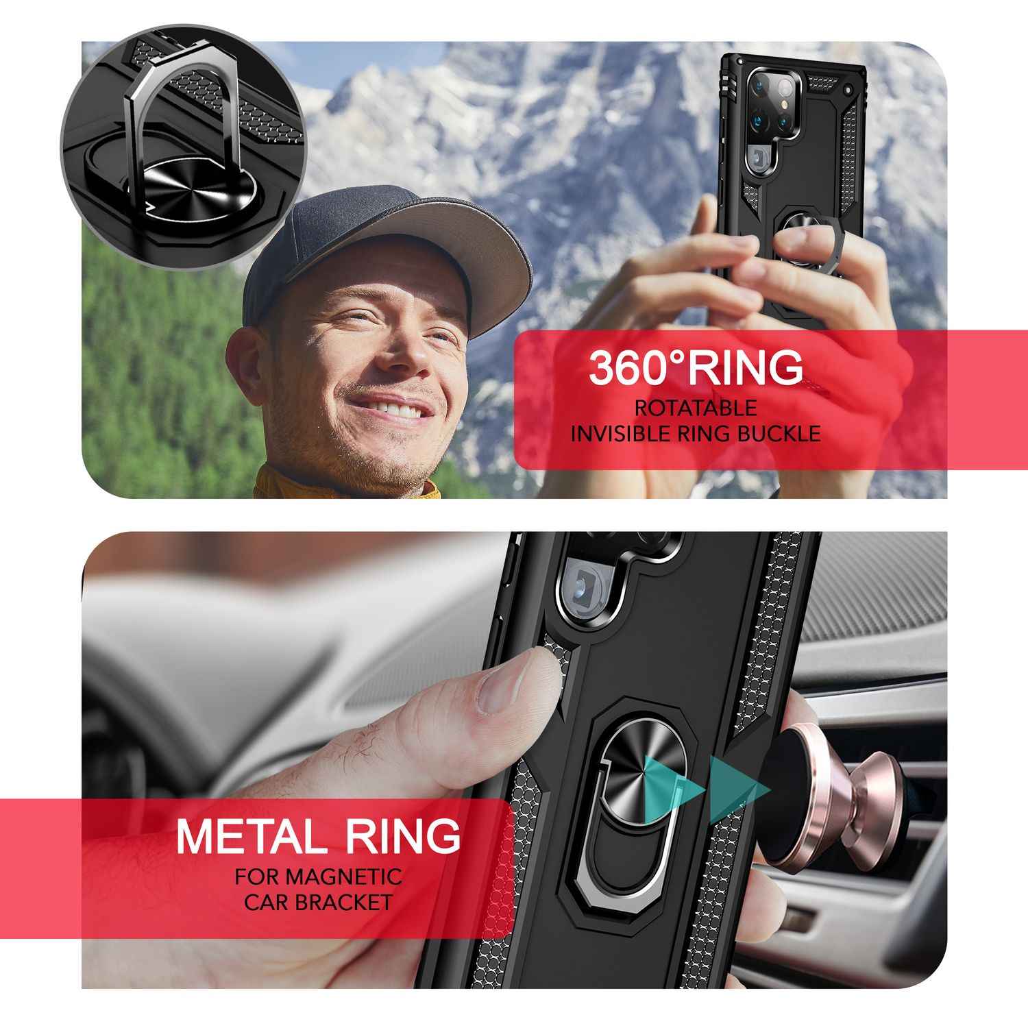 NALIA Military-Style Ringhülle für Samsung Galaxy S24 Ultra Hülle, Extrem Robust & Schock-Resistent, Outdoor Schutzhülle