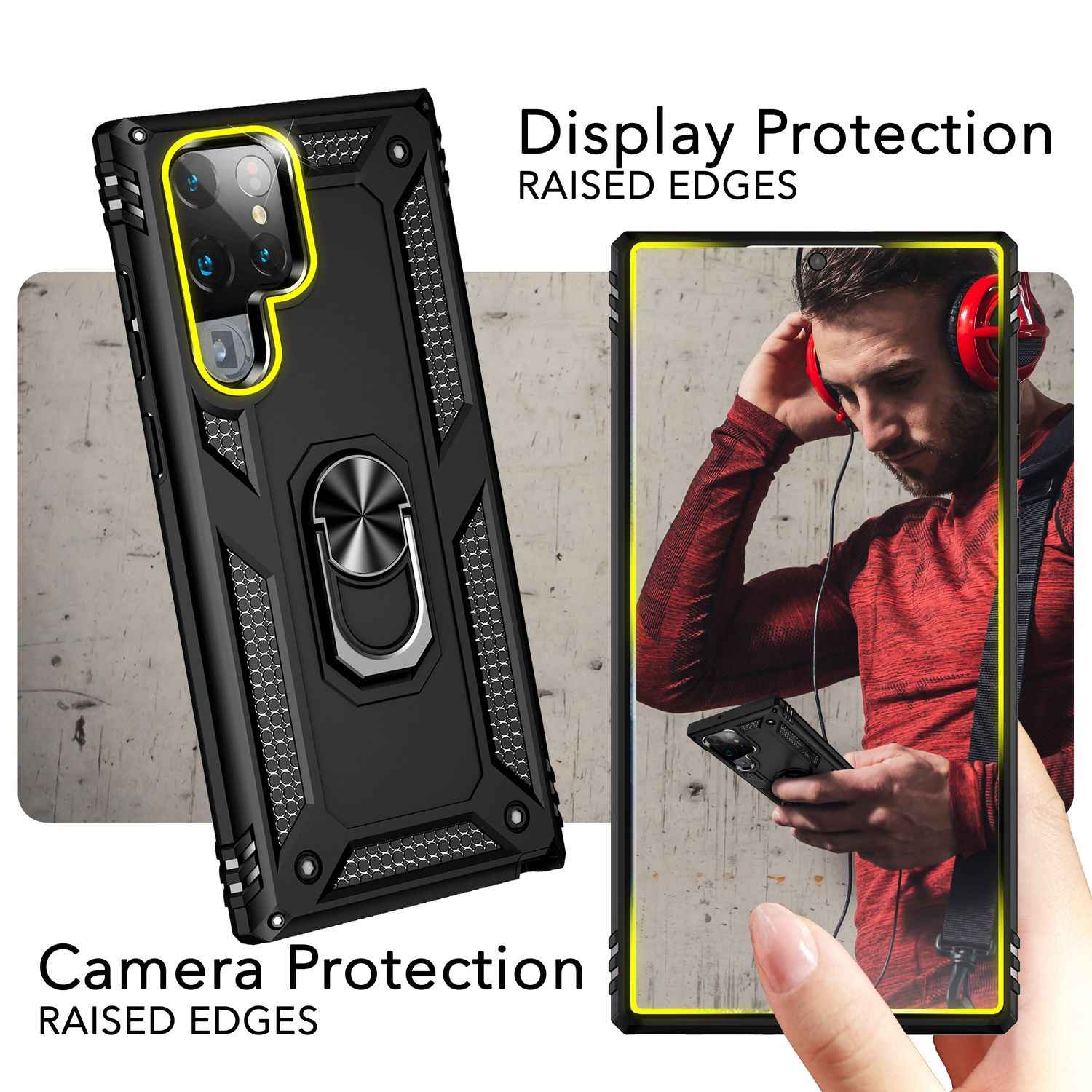 NALIA Military-Style Ringhülle für Samsung Galaxy S24 Ultra Hülle, Extrem Robust & Schock-Resistent, Outdoor Schutzhülle