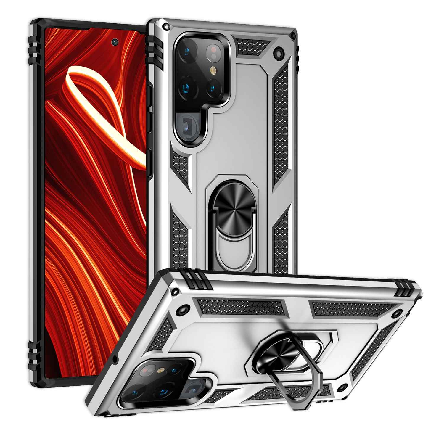 NALIA Military-Style Ringhülle für Samsung Galaxy S24 Ultra Hülle, Extrem Robust & Schock-Resistent, Outdoor Schutzhülle