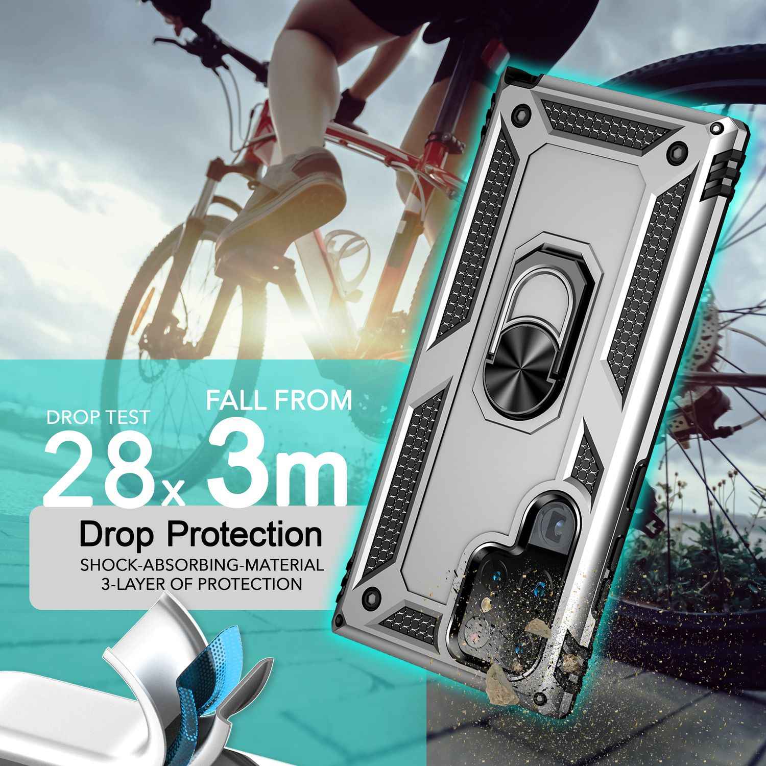 NALIA Military-Style Ringhülle für Samsung Galaxy S24 Ultra Hülle, Extrem Robust & Schock-Resistent, Outdoor Schutzhülle