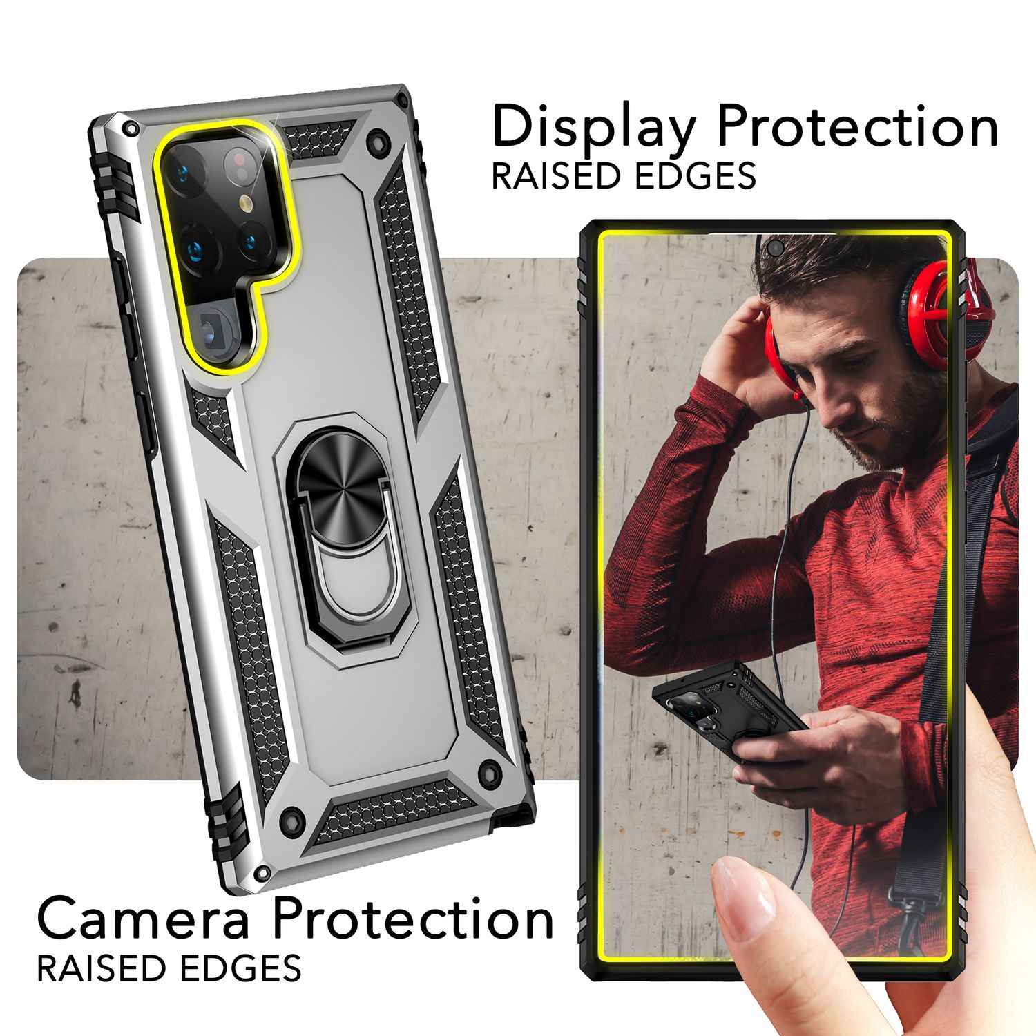 NALIA Military-Style Ringhülle für Samsung Galaxy S24 Ultra Hülle, Extrem Robust & Schock-Resistent, Outdoor Schutzhülle
