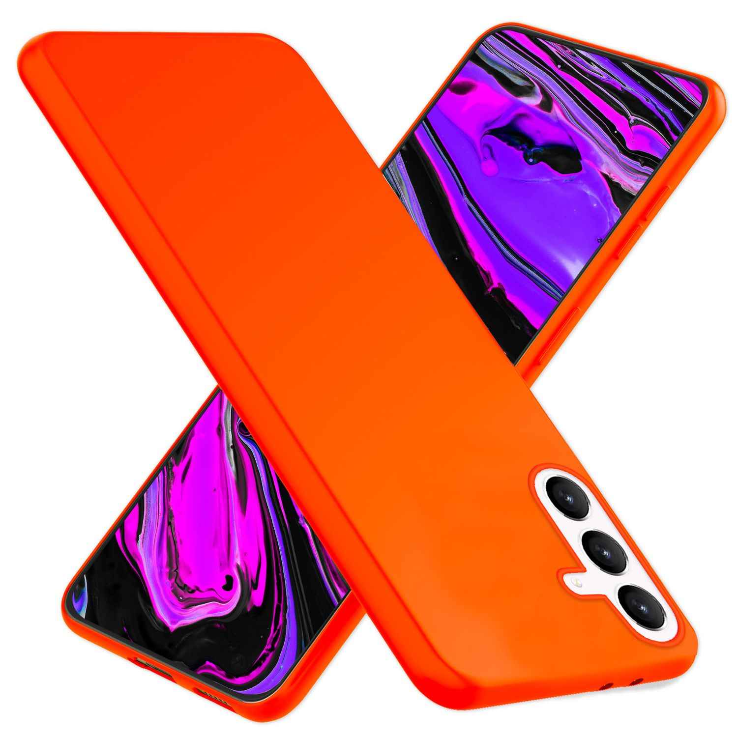 NALIA Farbintensive Neon Silikonhülle für Samsung Galaxy S24 Hülle, Schutzhülle in Bunt Leuchtender Neonfarbe