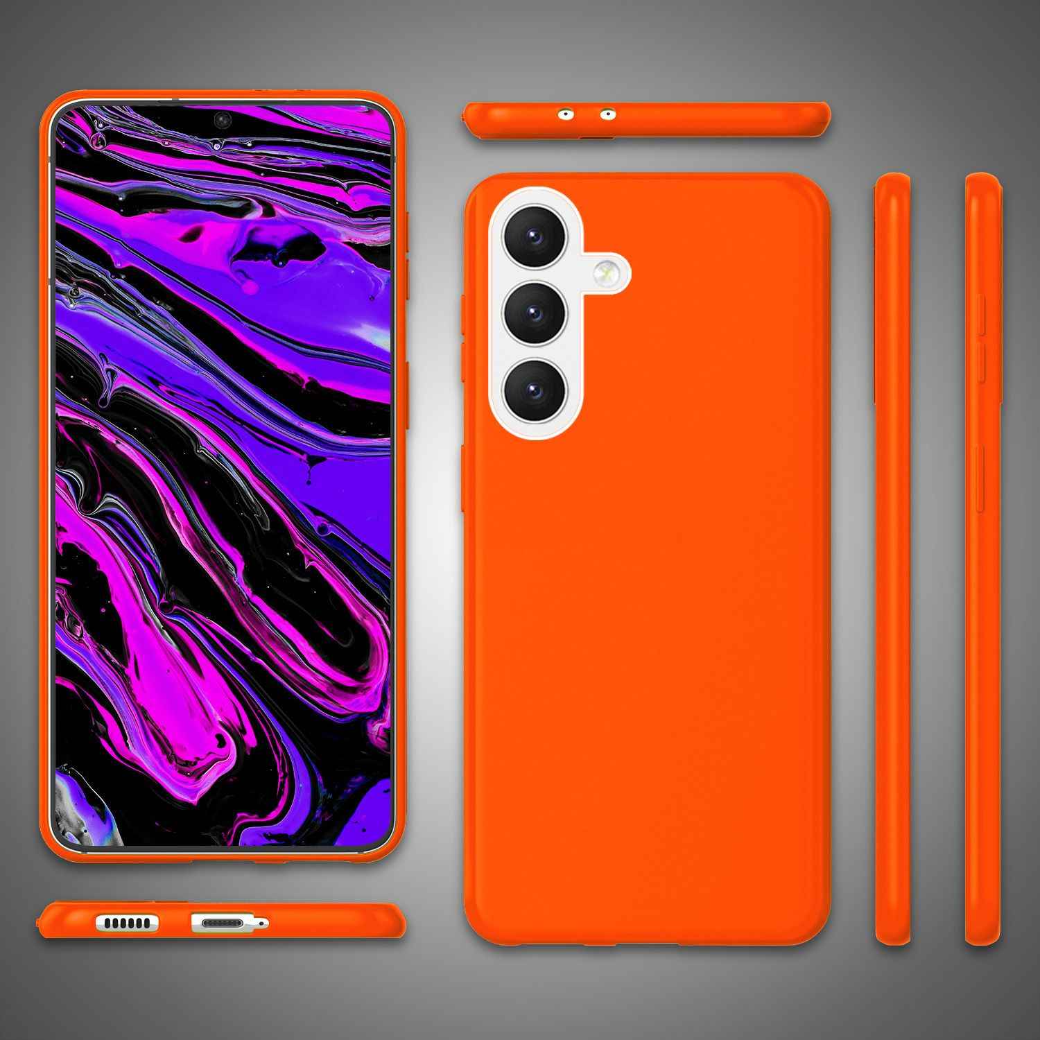 NALIA Farbintensive Neon Silikonhülle für Samsung Galaxy S24 Hülle, Schutzhülle in Bunt Leuchtender Neonfarbe