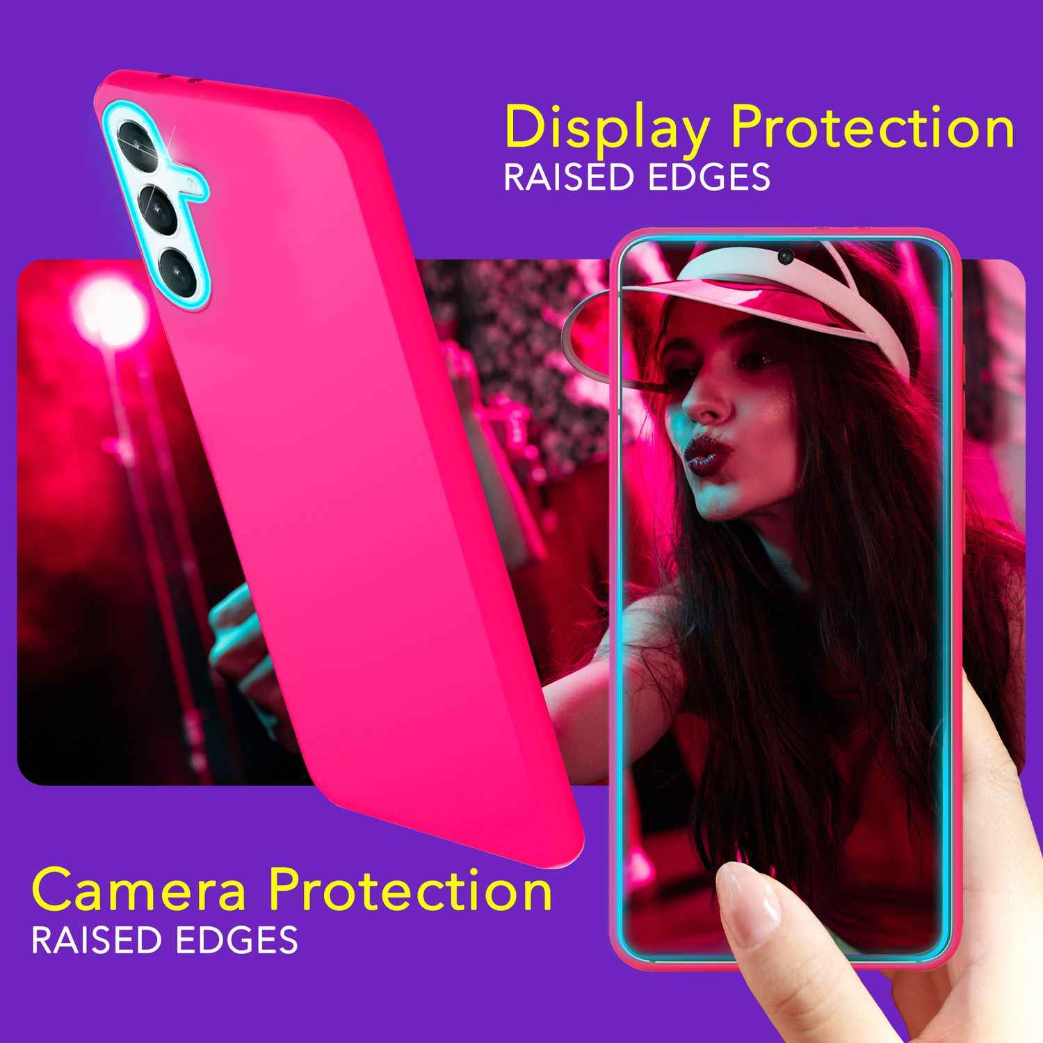 NALIA Farbintensive Neon Silikonhülle für Samsung Galaxy S24 Hülle, Schutzhülle in Bunt Leuchtender Neonfarbe