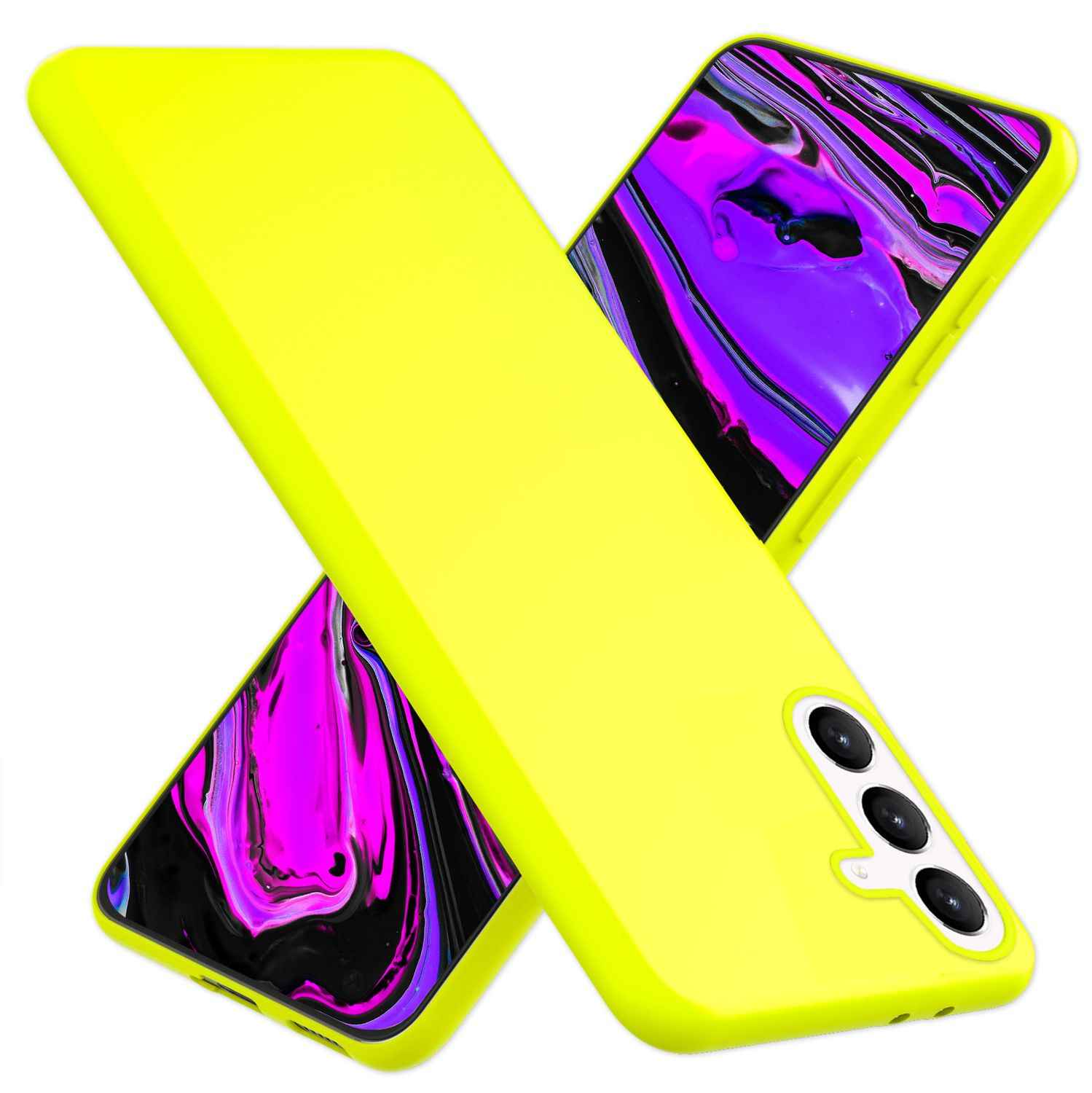 NALIA Farbintensive Neon Silikonhülle für Samsung Galaxy S24 Hülle, Schutzhülle in Bunt Leuchtender Neonfarbe
