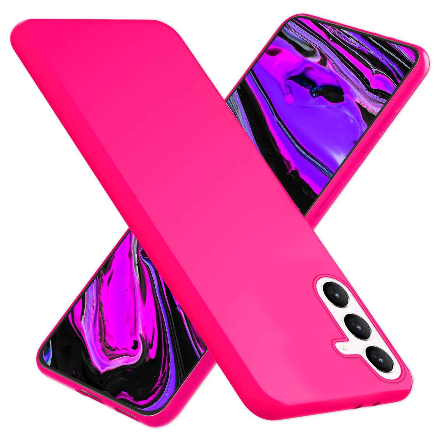 NALIA Farbintensive Neon Silikonhülle für Samsung Galaxy S24 Plus Hülle, Dünne Schutzhülle in Bunt Leuchtender Neonfarbe