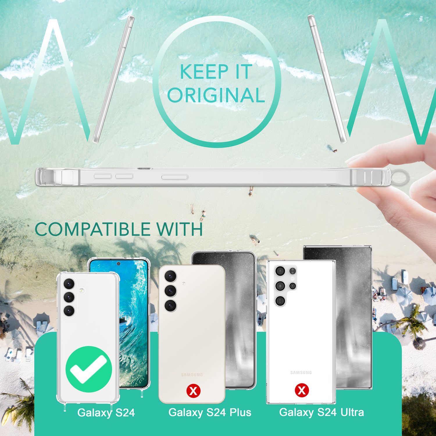 Handyhülle mit Umhängeband für Samsung Galaxy S24 transparent Polycarbonat