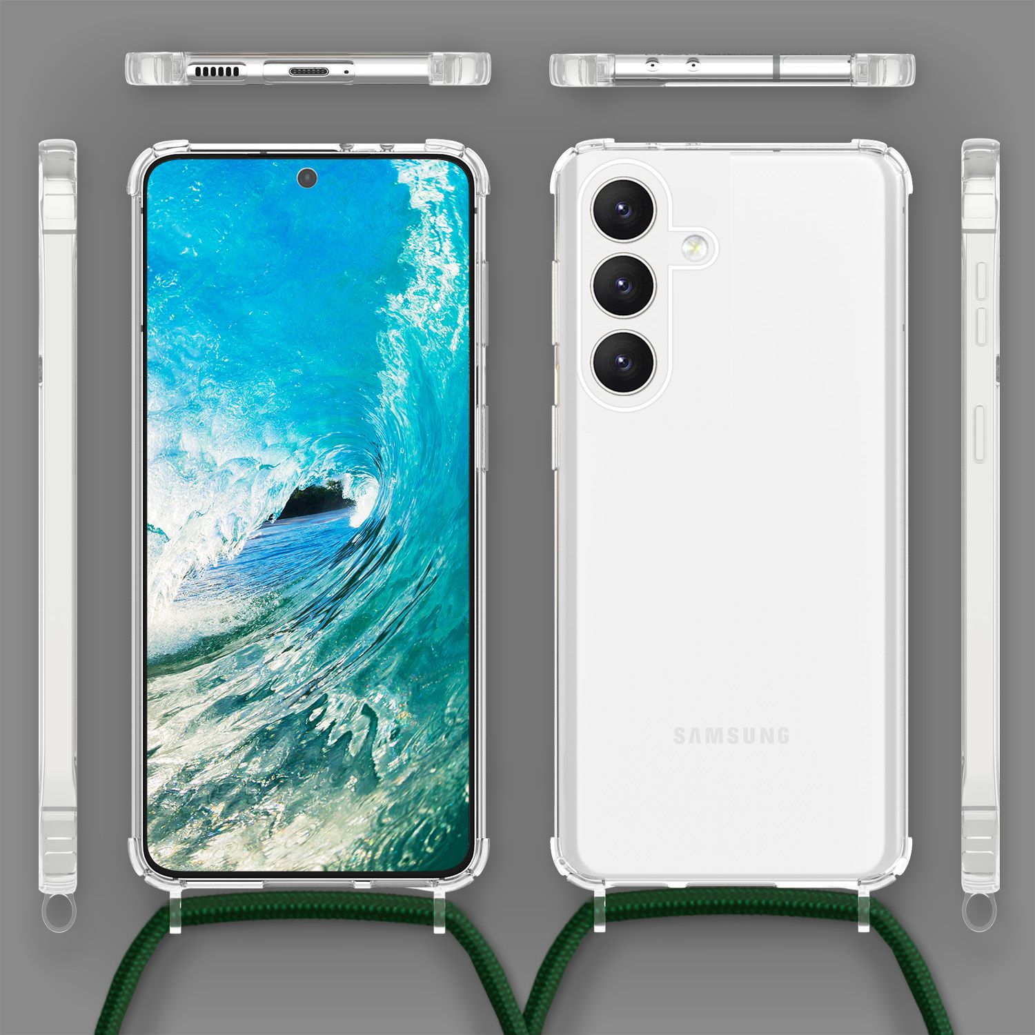 Handyhülle mit Umhängeband für Samsung Galaxy S24 transparent Polycarbonat