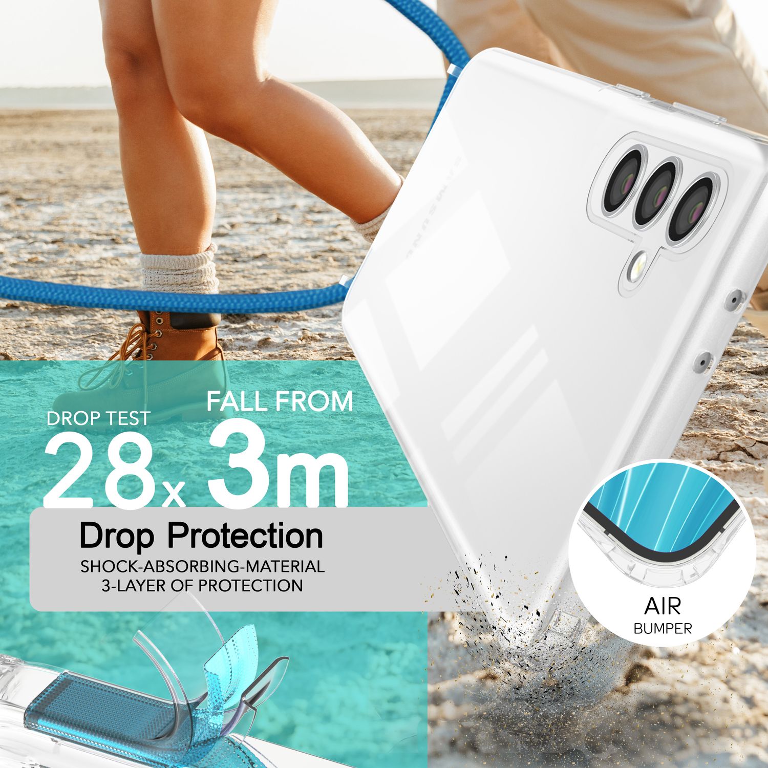 Schutzhülle mit Umhängeband für Samsung Galaxy S24 Plus transparent Polycarbonat