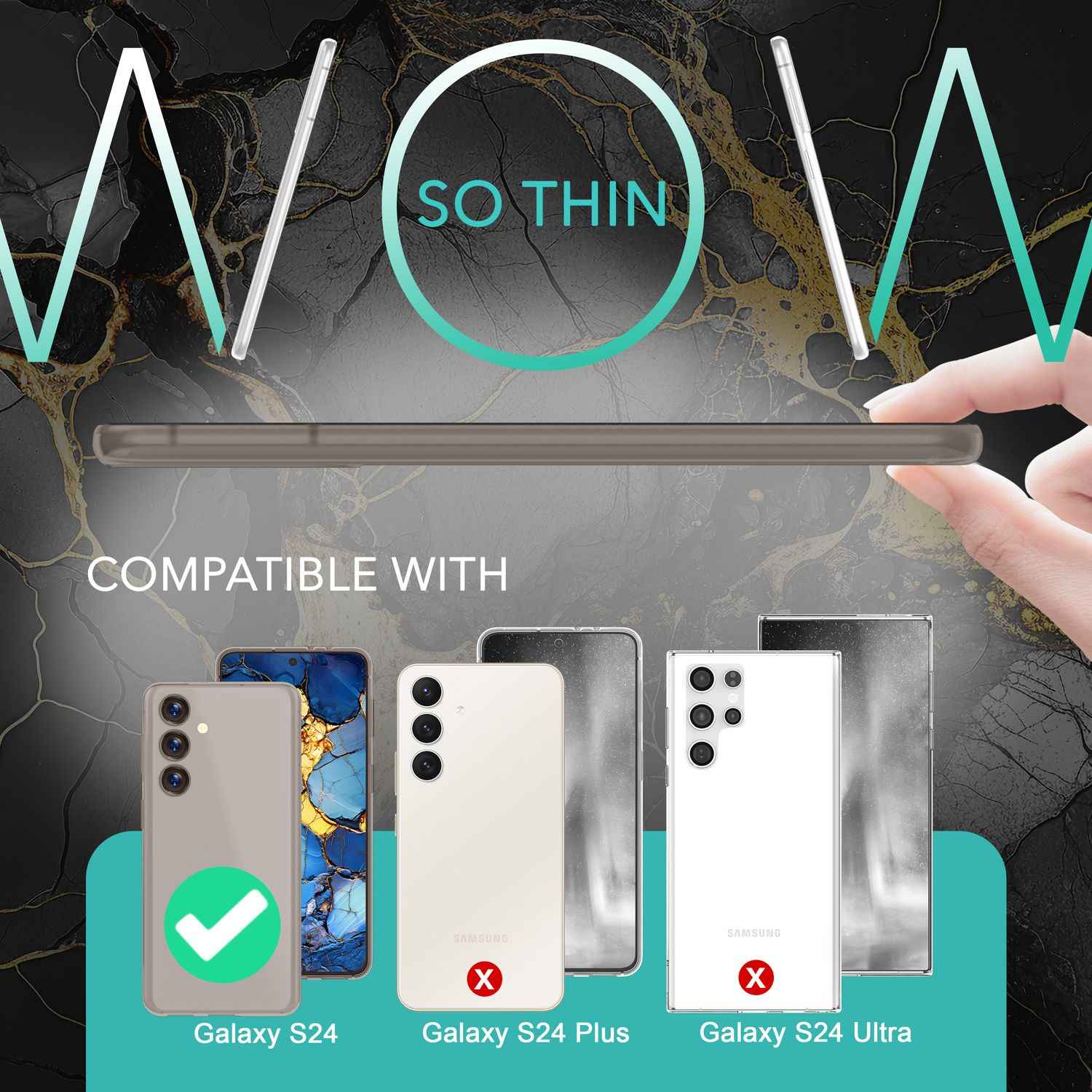 NALIA Extrem Dünnes Hardcase für Samsung Galaxy S24 Hülle, 0,3mm Ultra Schlanke Schutzhülle Extra Slim