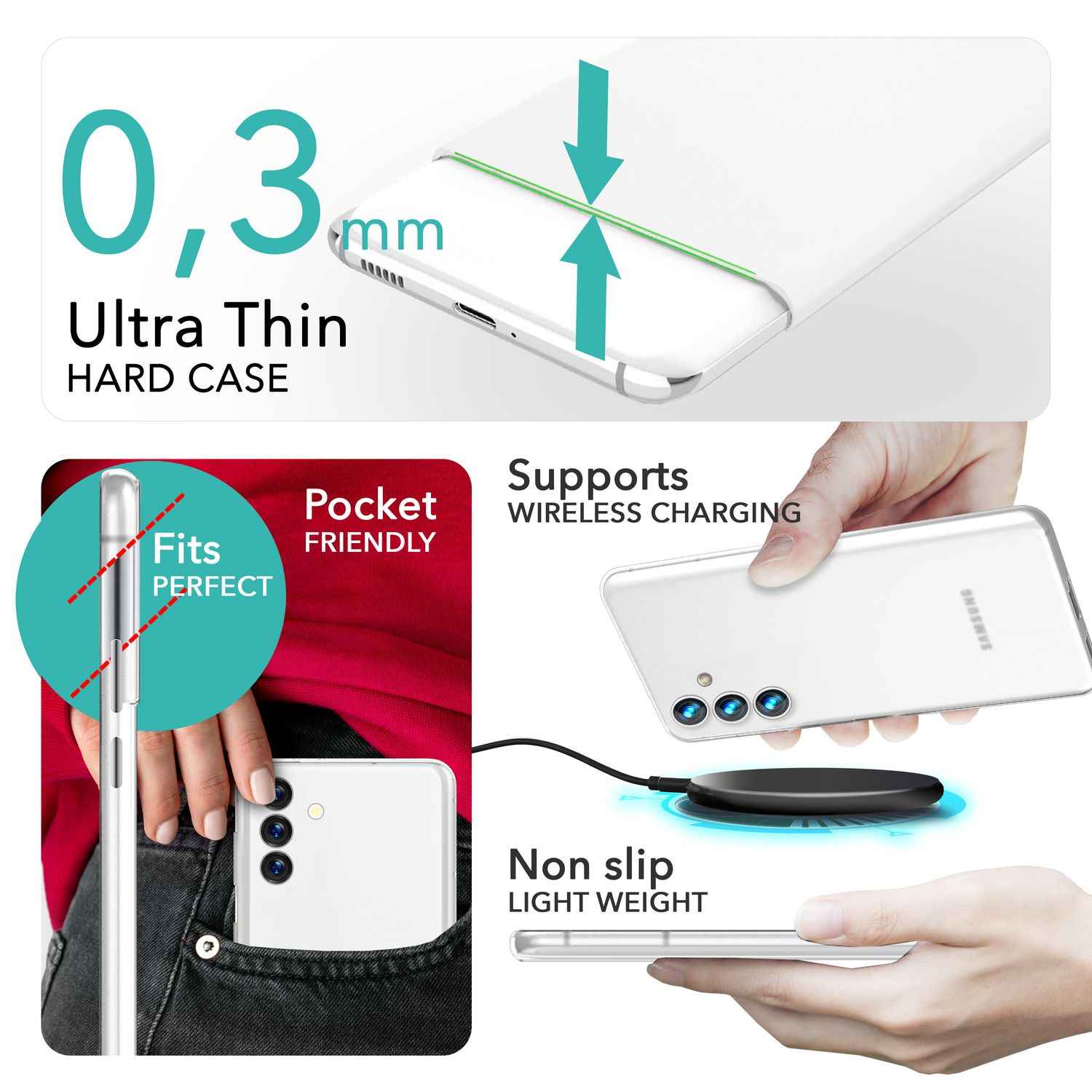 NALIA Extrem Dünnes Hardcase für Samsung Galaxy S24 Hülle, 0,3mm Ultra Schlanke Schutzhülle Extra Slim