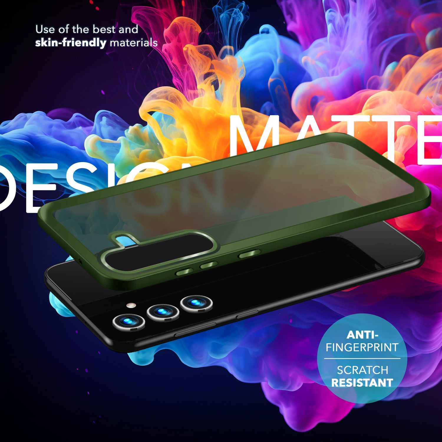 NALIA Matte Hybrid Schutzhülle für Samsung Galaxy S24 Hülle, Semi-Transparente Stoßfeste Harte Rückseite & Schutz-Rahmen
